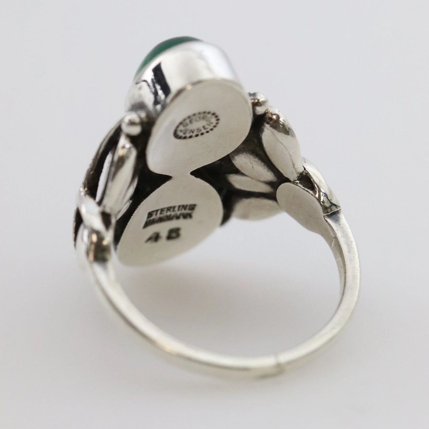 SOLD OUT: Vintage Georg Jensen Jewelry | Art Deco Chrysoprase Ring 48 - Carmel Fine Silver Jewelry