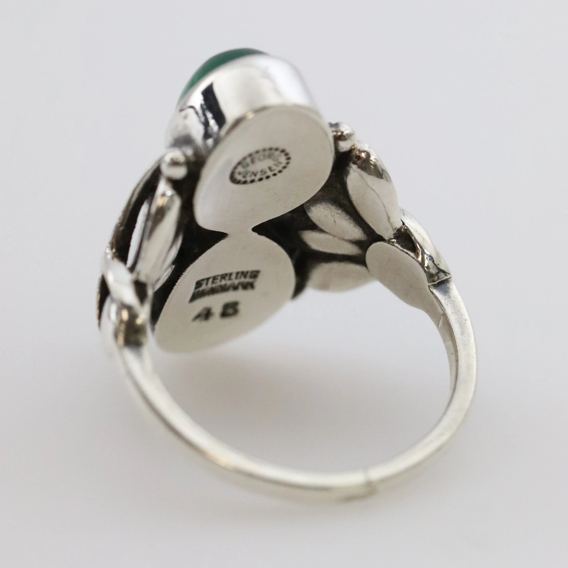 SOLD OUT: Vintage Georg Jensen Jewelry | Art Deco Chrysoprase Ring 48 - Carmel Fine Silver Jewelry