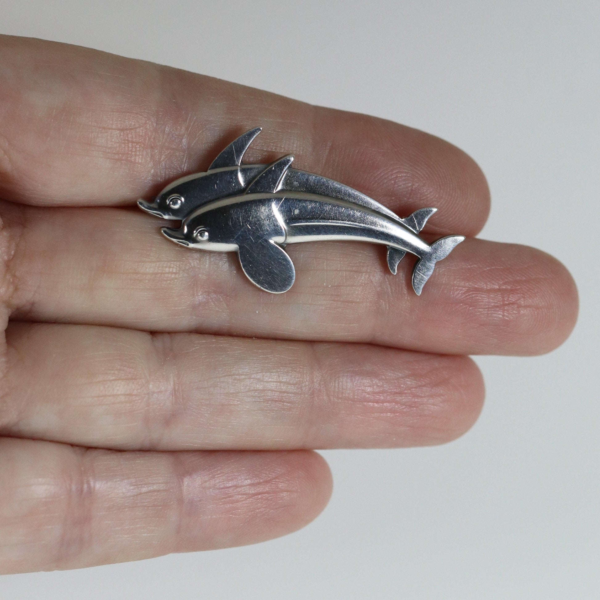 SOLD OUT: Vintage Georg Jensen Jewelry | Art Deco Dual Dolphins Brooch 317 - Carmel FSJ