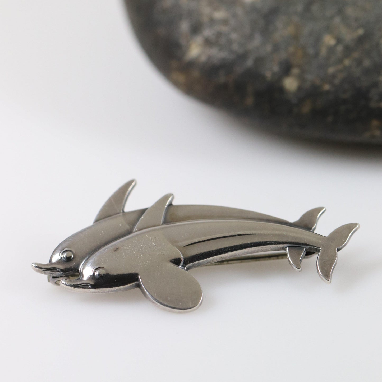 SOLD OUT: Vintage Georg Jensen Jewelry | Art Deco Dual Dolphins Brooch 317 - Carmel FSJ