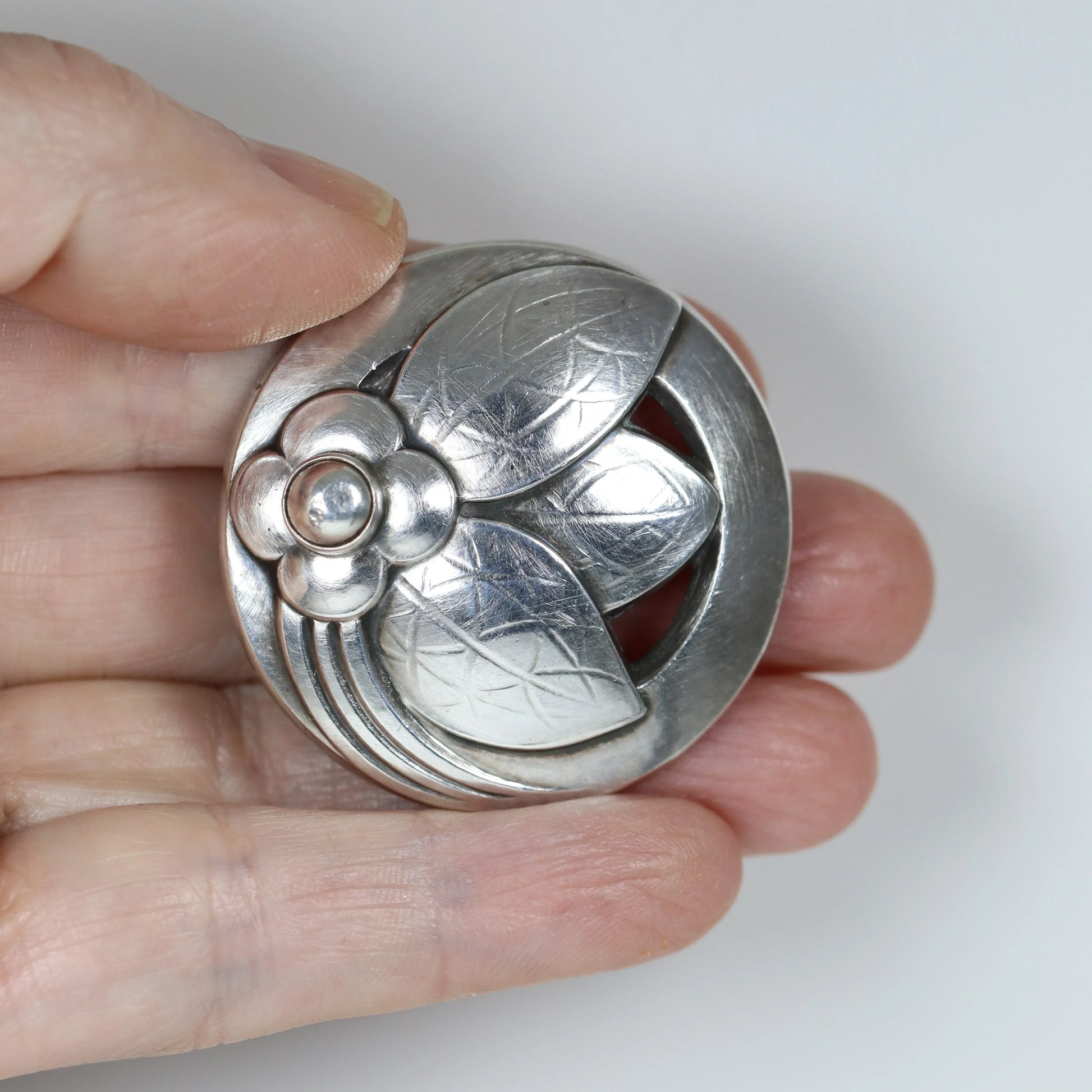 SOLD OUT: Vintage Georg Jensen Jewelry | Art Deco Foral Foliat Brooch 127 - Carmel Fine Silver Jewelry