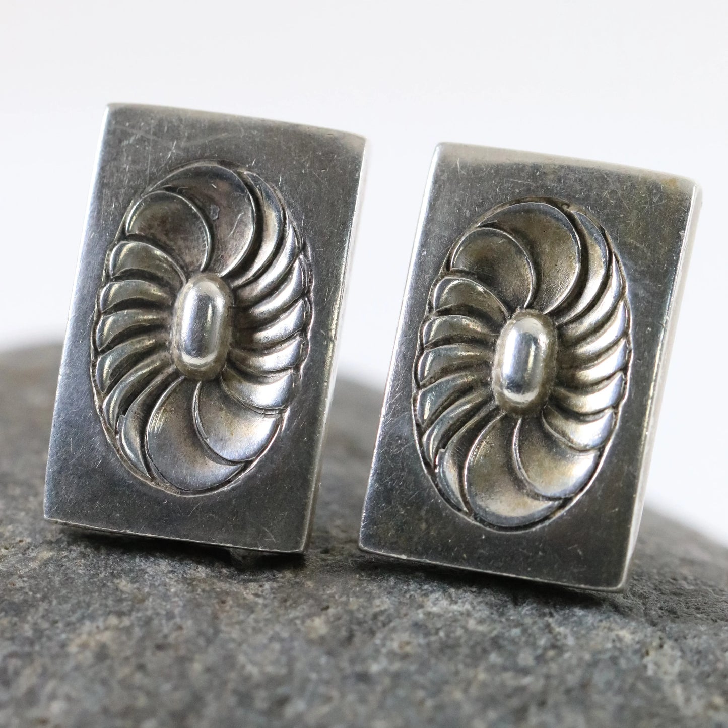 SOLD OUT: Vintage Georg Jensen Jewelry | Art Deco Geometric Earrings 56X New York - Carmel Fine Silver Jewelry