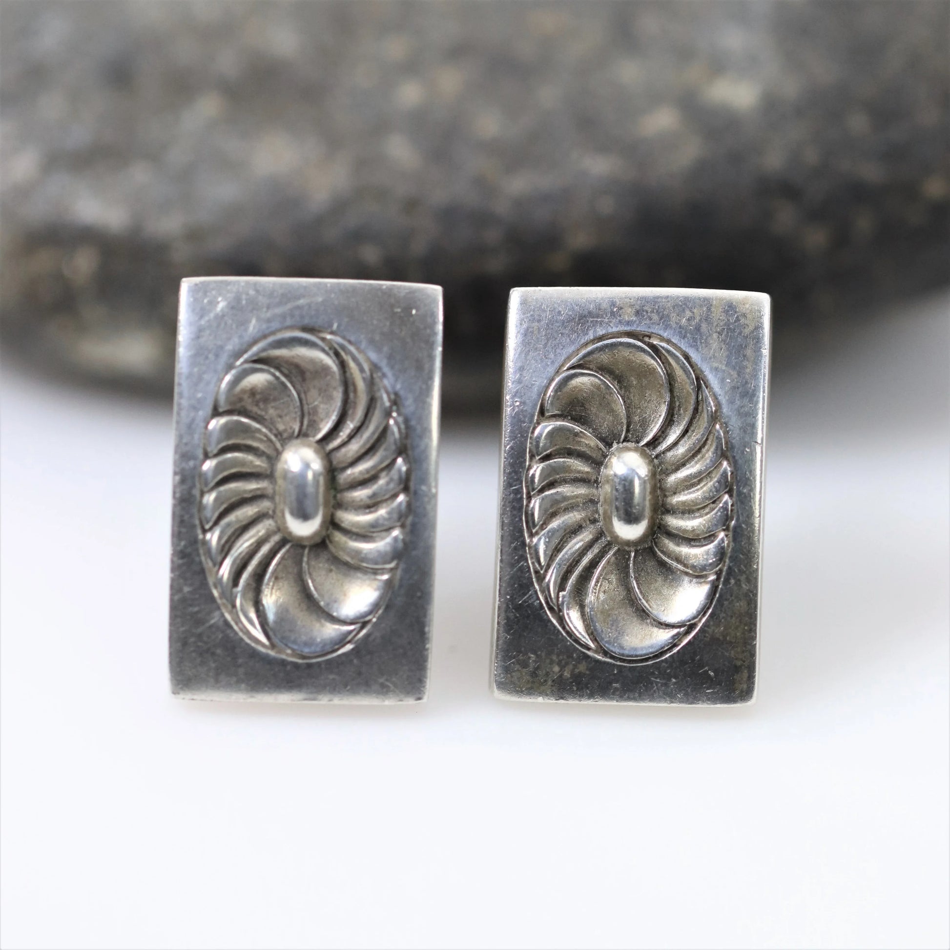 SOLD OUT: Vintage Georg Jensen Jewelry | Art Deco Geometric Earrings 56X New York - Carmel Fine Silver Jewelry