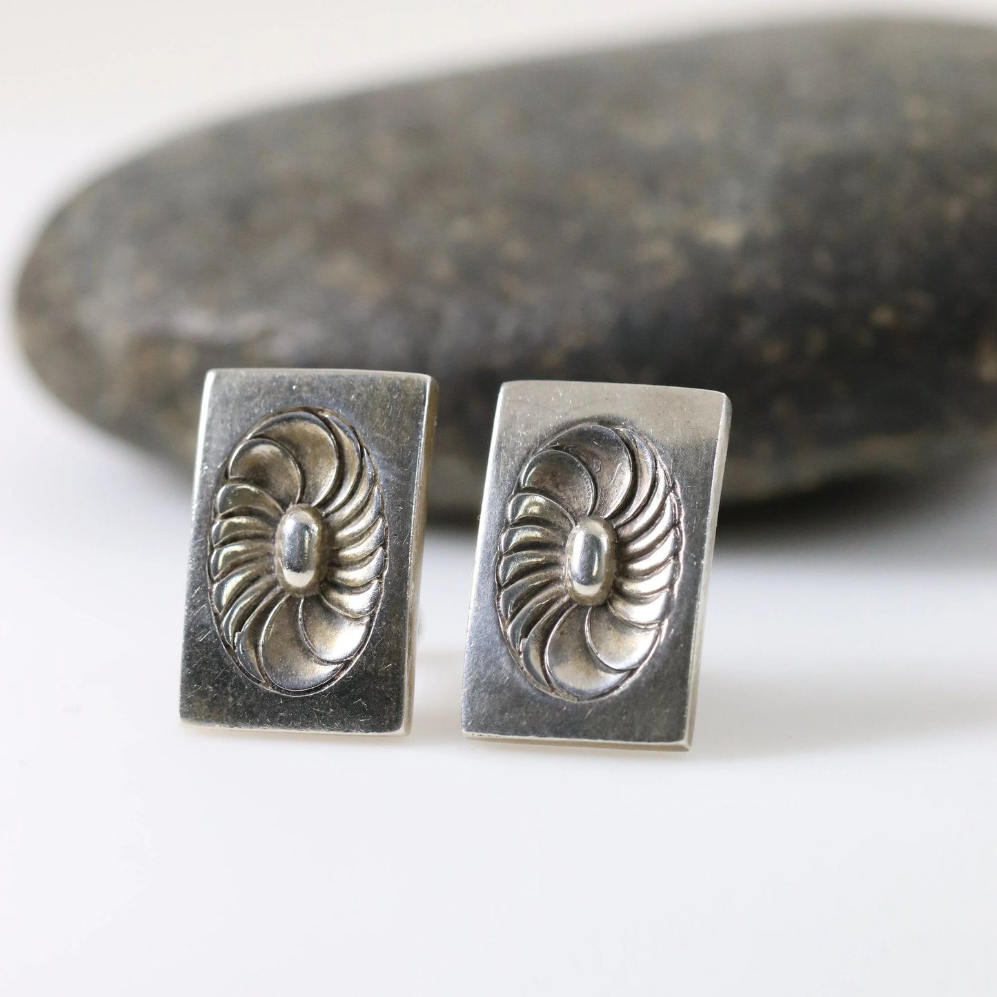 SOLD OUT: Vintage Georg Jensen Jewelry | Art Deco Geometric Earrings 56X New York - Carmel Fine Silver Jewelry
