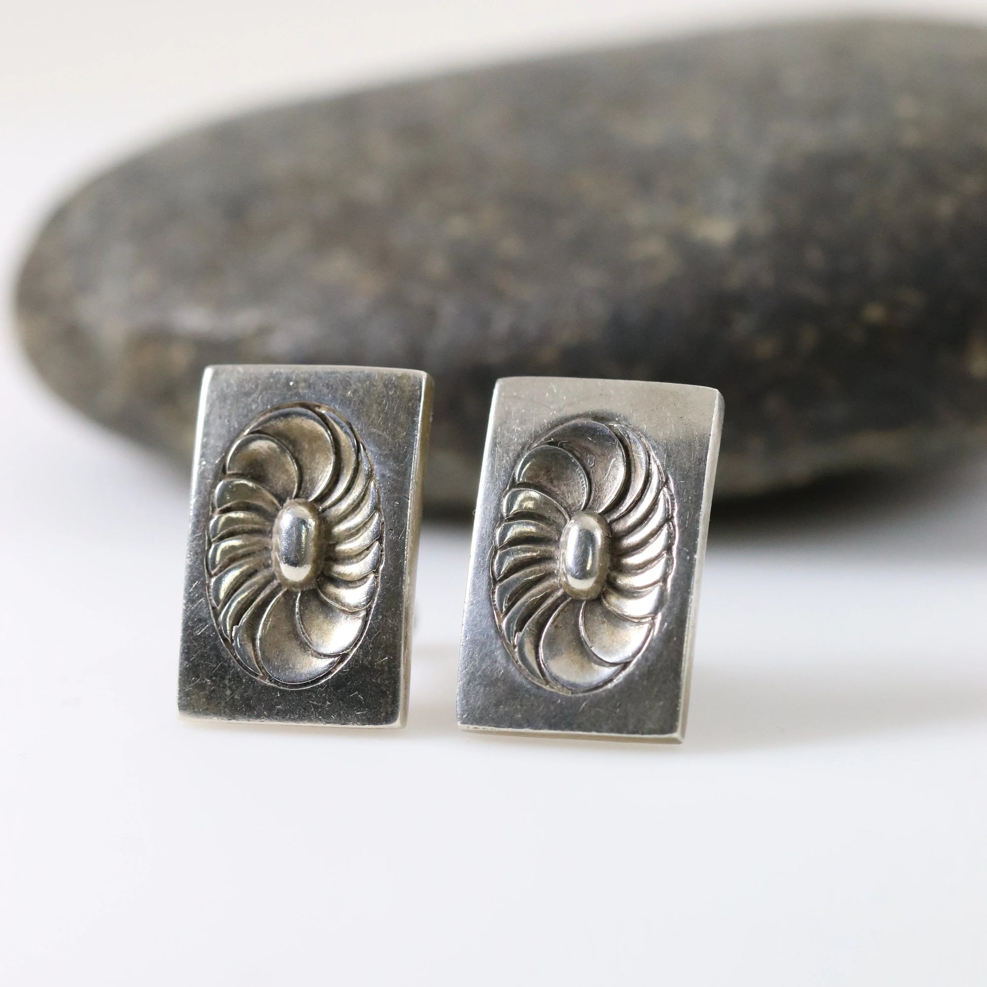 SOLD OUT: Vintage Georg Jensen Jewelry | Art Deco Geometric Earrings 56X New York - Carmel Fine Silver Jewelry