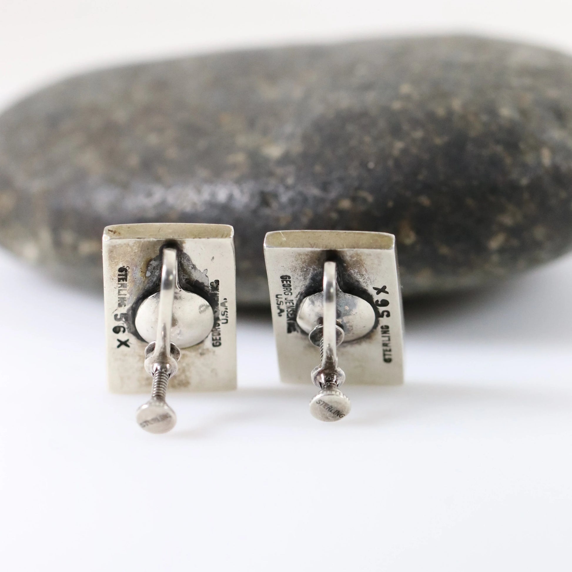 SOLD OUT: Vintage Georg Jensen Jewelry | Art Deco Geometric Earrings 56X New York - Carmel Fine Silver Jewelry