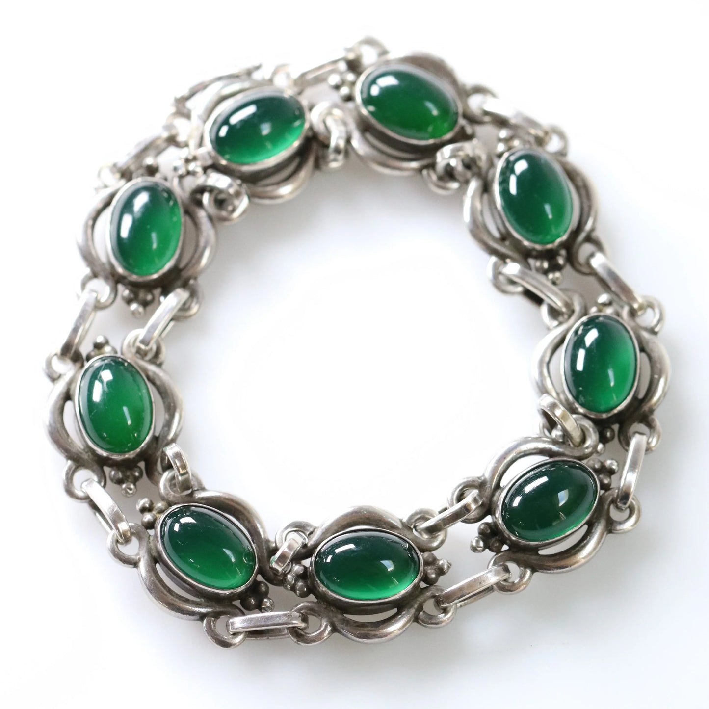 SOLD OUT: Vintage Georg Jensen Jewelry | Art Nouveau Chrysoprase Bracelet - Carmel Fine Silver Jewelry