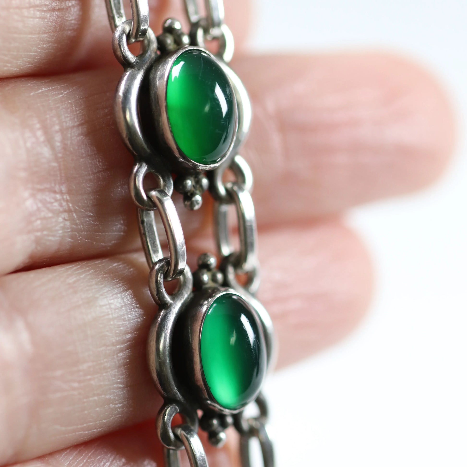 SOLD OUT: Vintage Georg Jensen Jewelry | Art Nouveau Chrysoprase Bracelet - Carmel Fine Silver Jewelry