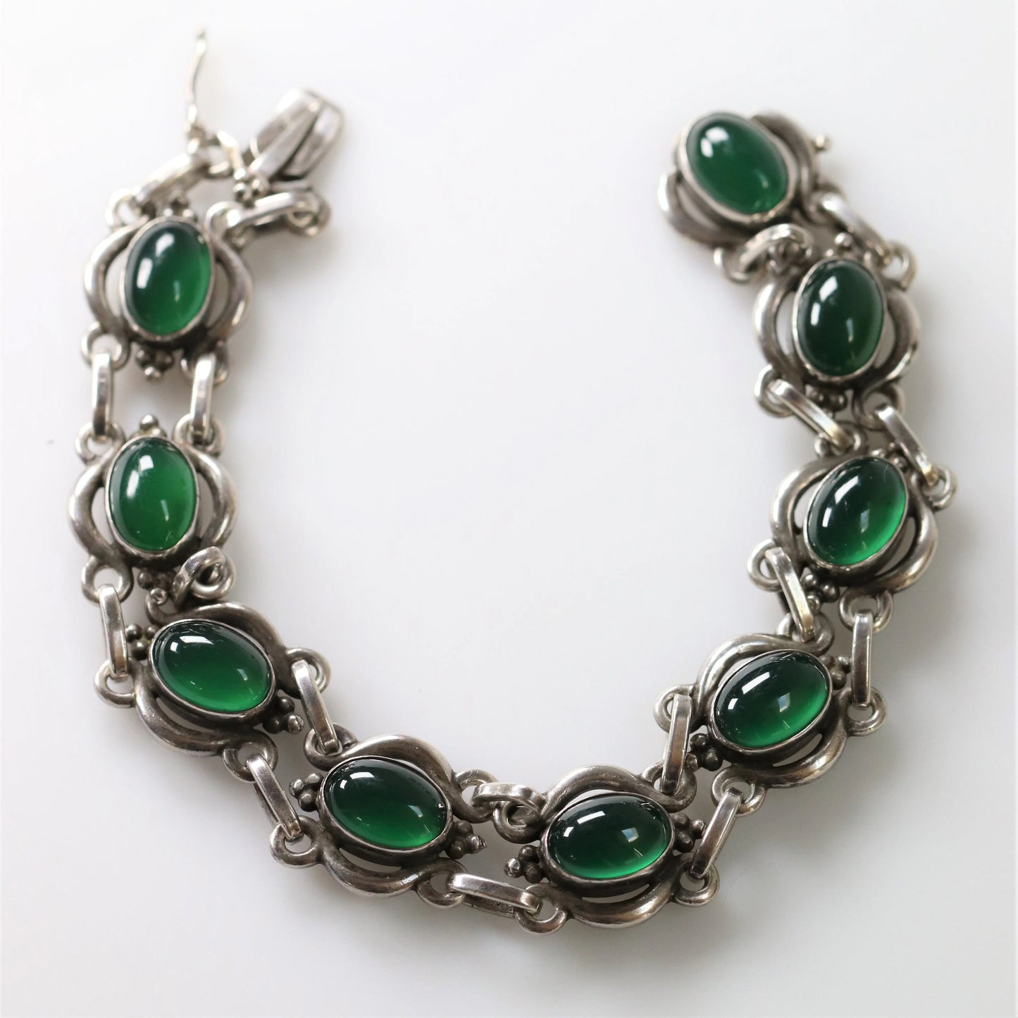 SOLD OUT: Vintage Georg Jensen Jewelry | Art Nouveau Chrysoprase Bracelet - Carmel Fine Silver Jewelry