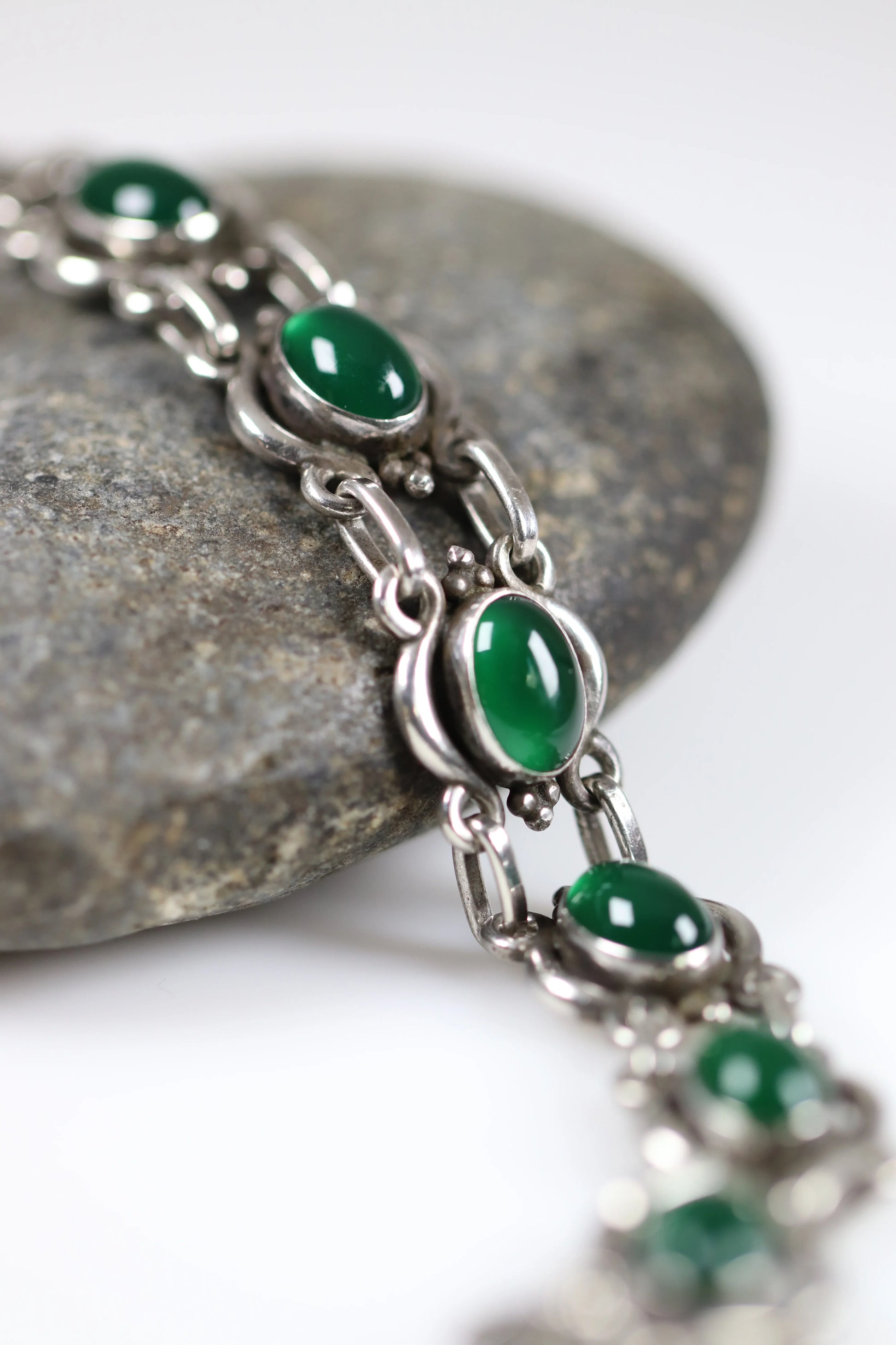 SOLD OUT: Vintage Georg Jensen Jewelry | Art Nouveau Chrysoprase Bracelet - Carmel Fine Silver Jewelry