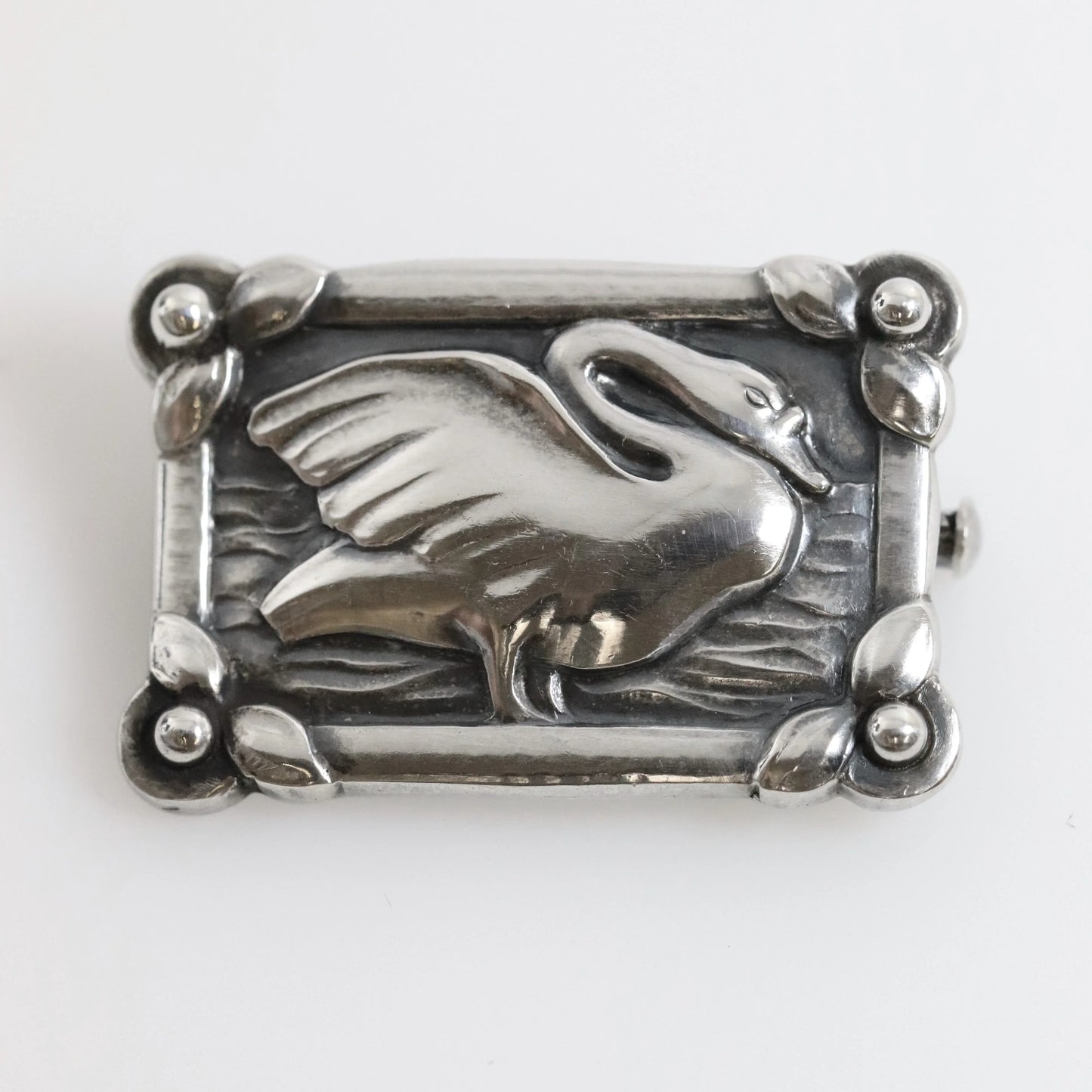SOLD OUT: Vintage Georg Jensen Jewelry | Art Nouveau Petite Swan Pin 213A - Carmel Fine Silver Jewelry