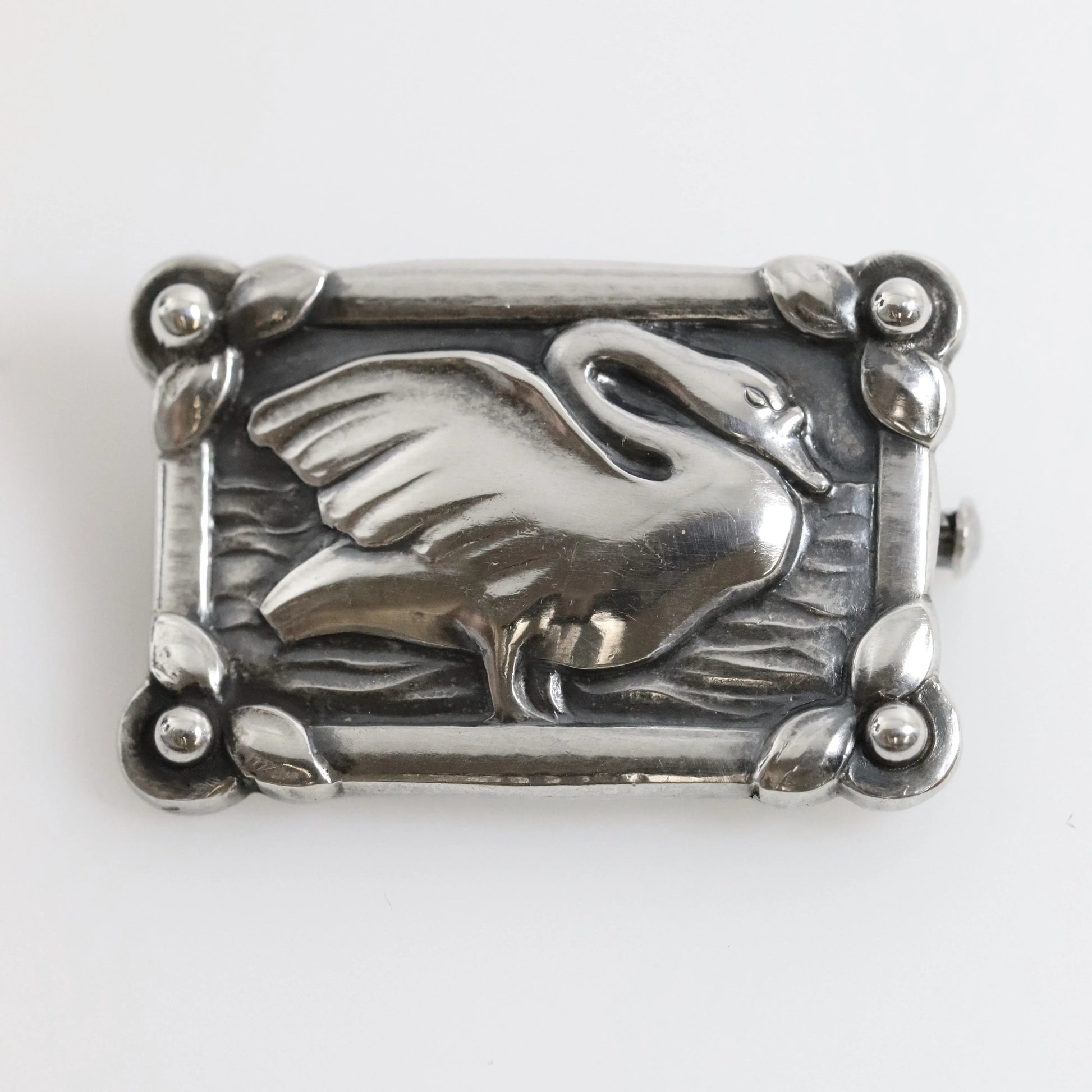 SOLD OUT: Vintage Georg Jensen Jewelry | Art Nouveau Petite Swan Pin 213A - Carmel Fine Silver Jewelry