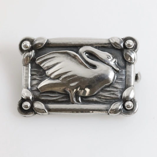 SOLD OUT: Vintage Georg Jensen Jewelry | Art Nouveau Petite Swan Pin 213A - Carmel Fine Silver Jewelry