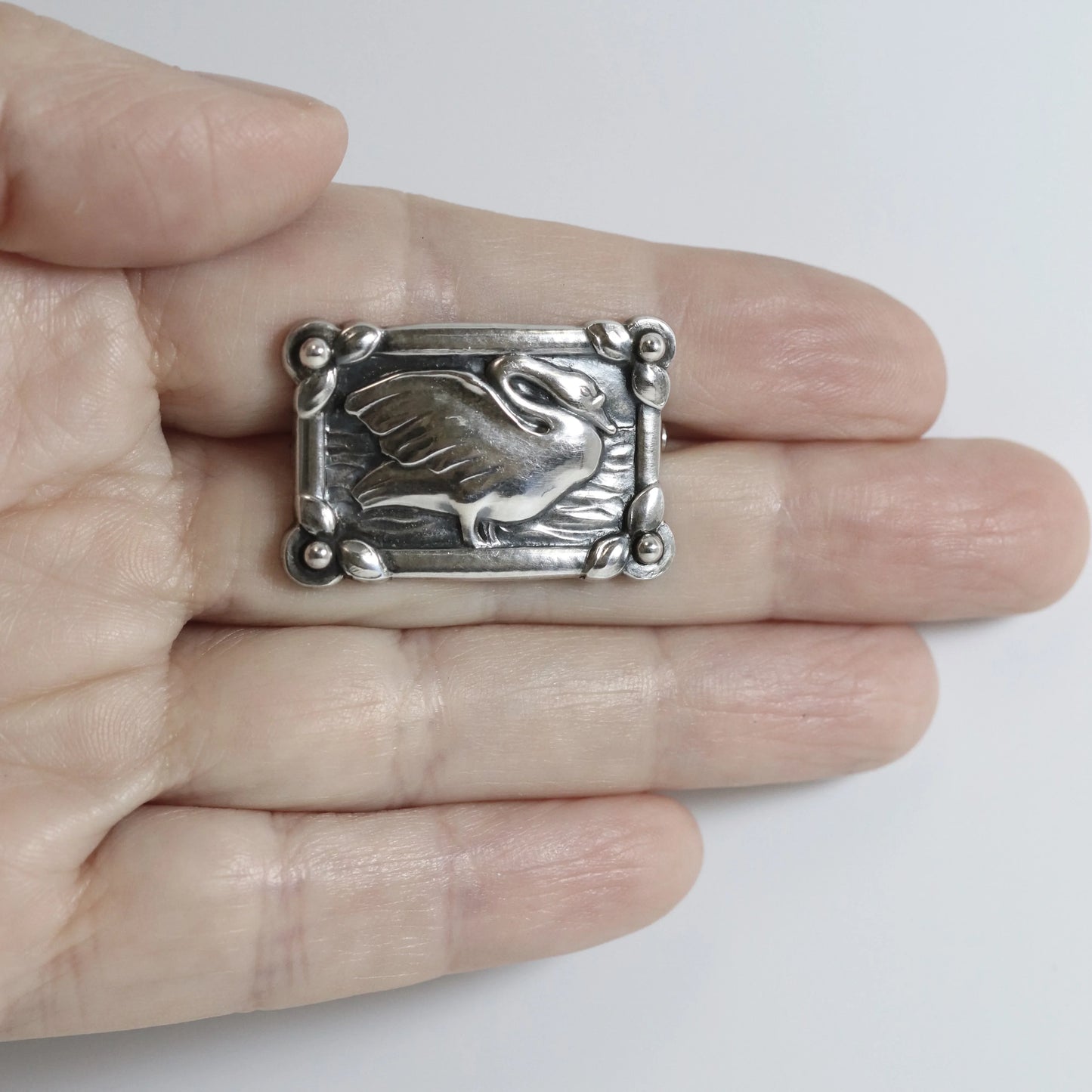 SOLD OUT: Vintage Georg Jensen Jewelry | Art Nouveau Petite Swan Pin 213A - Carmel Fine Silver Jewelry