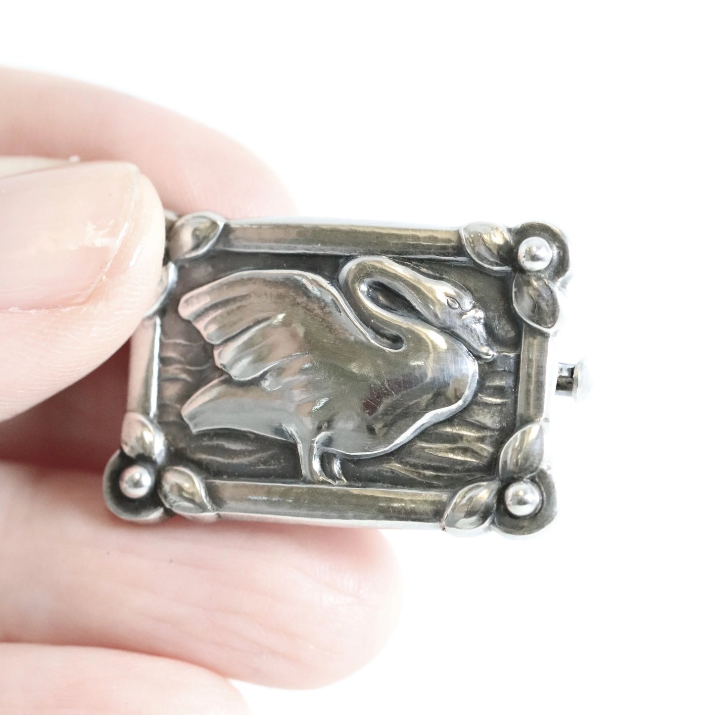 SOLD OUT: Vintage Georg Jensen Jewelry | Art Nouveau Petite Swan Pin 213A - Carmel Fine Silver Jewelry