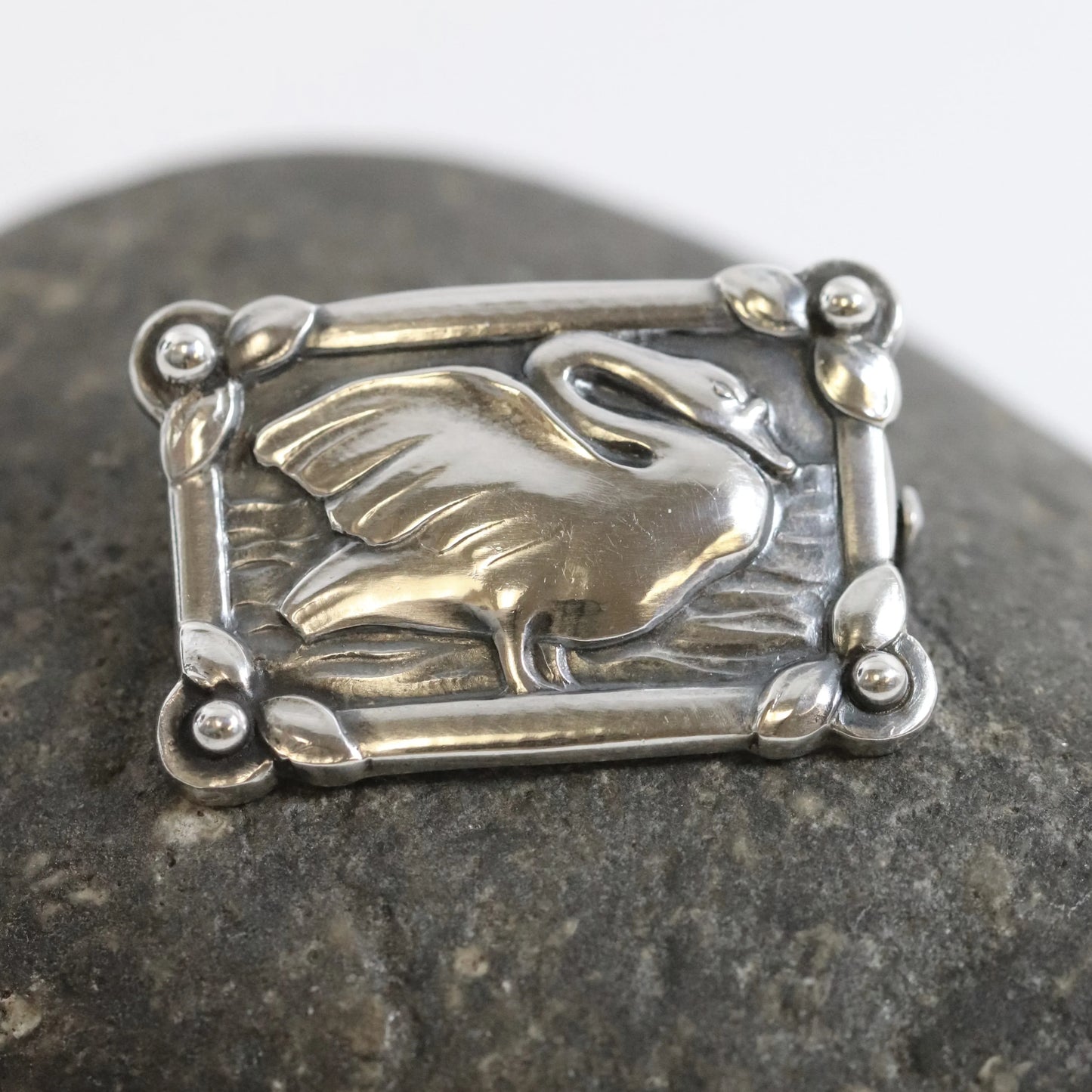SOLD OUT: Vintage Georg Jensen Jewelry | Art Nouveau Petite Swan Pin 213A - Carmel Fine Silver Jewelry