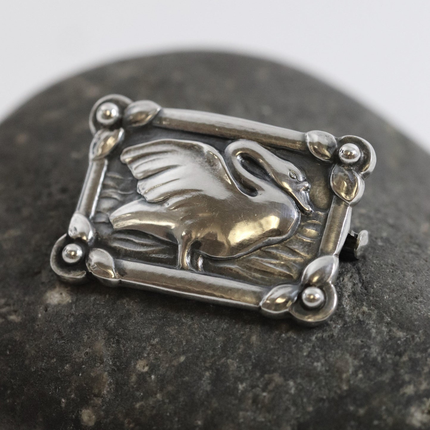 SOLD OUT: Vintage Georg Jensen Jewelry | Art Nouveau Petite Swan Pin 213A - Carmel FSJ