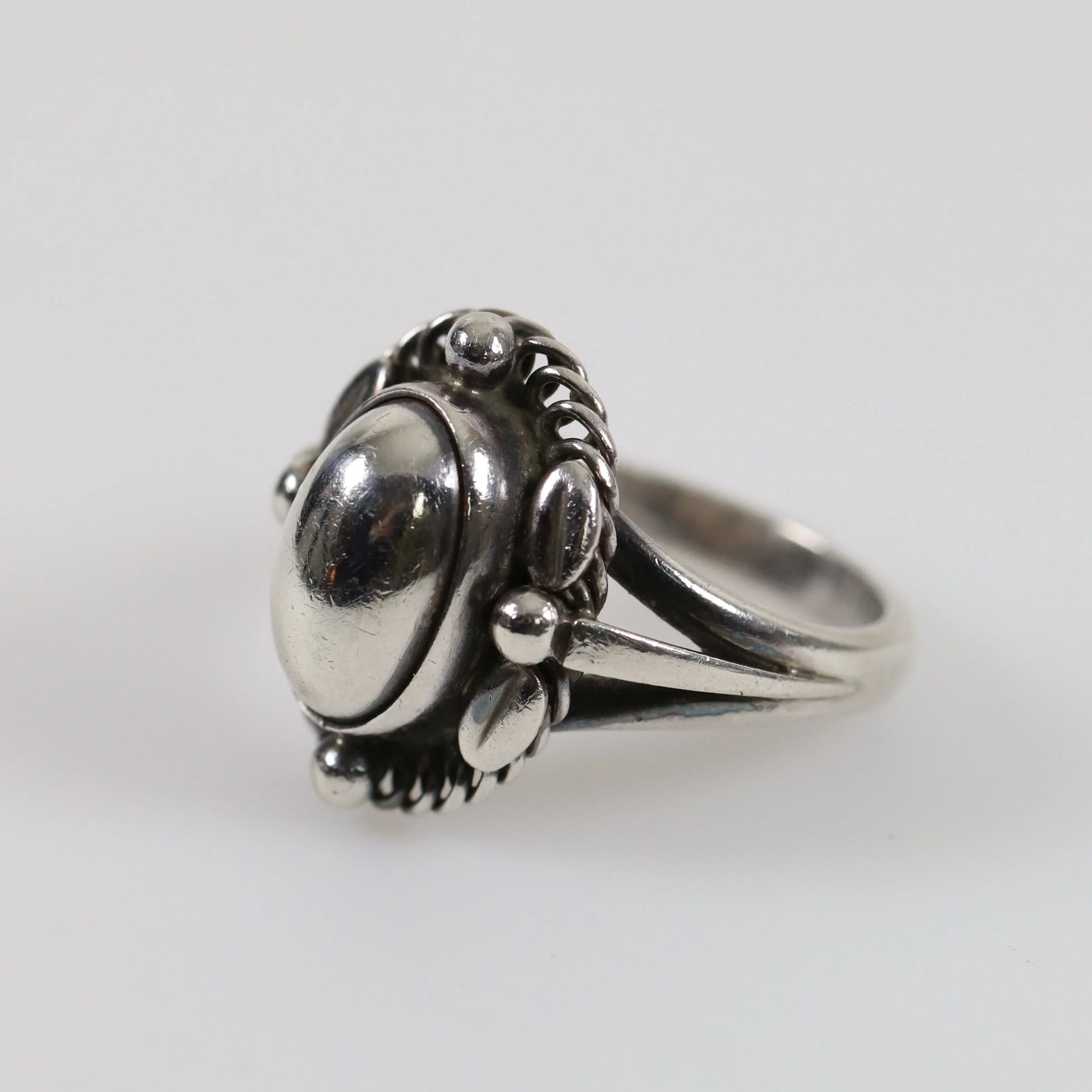 SOLD OUT: Vintage Georg Jensen Jewelry | Art Nouveau Silver Cabochon Ring 1A Denmark (US 6 3/4) - Carmel Fine Silver Jewelry