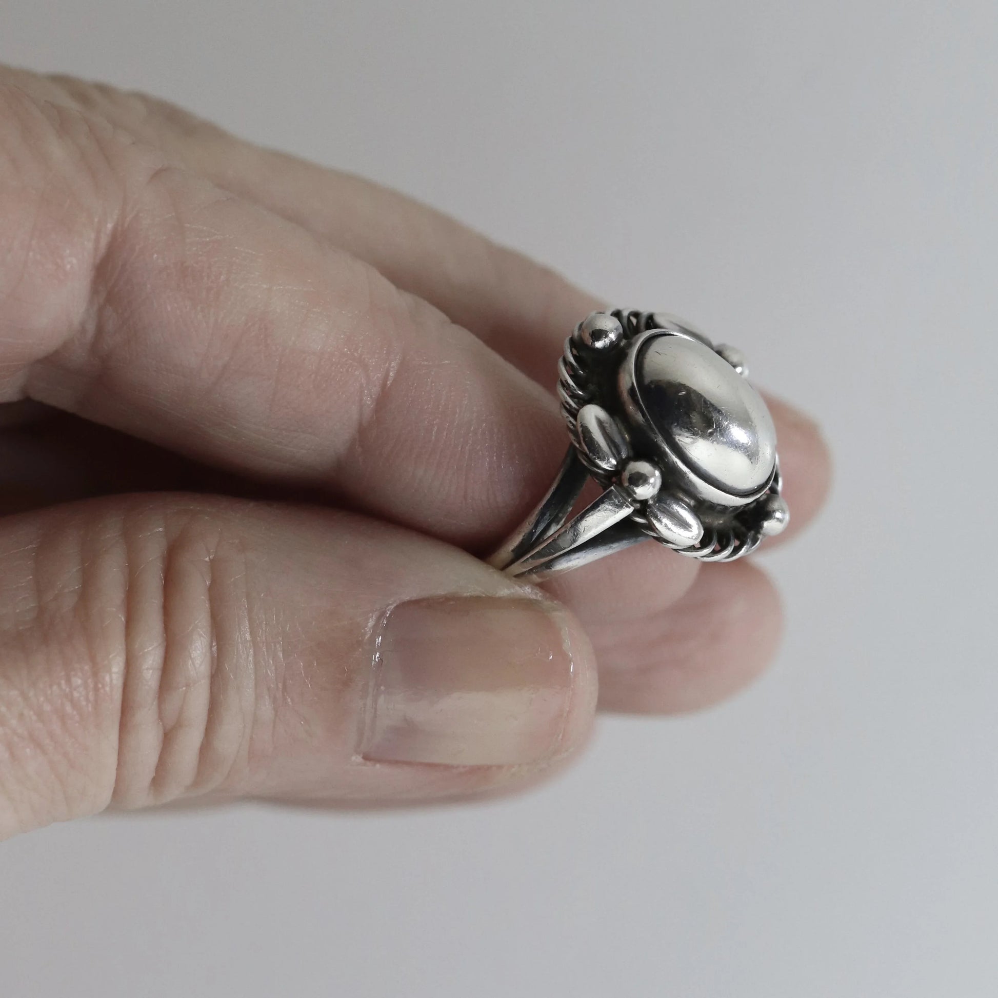 SOLD OUT: Vintage Georg Jensen Jewelry | Art Nouveau Silver Cabochon Ring 1A Denmark (US 6 3/4) - Carmel Fine Silver Jewelry