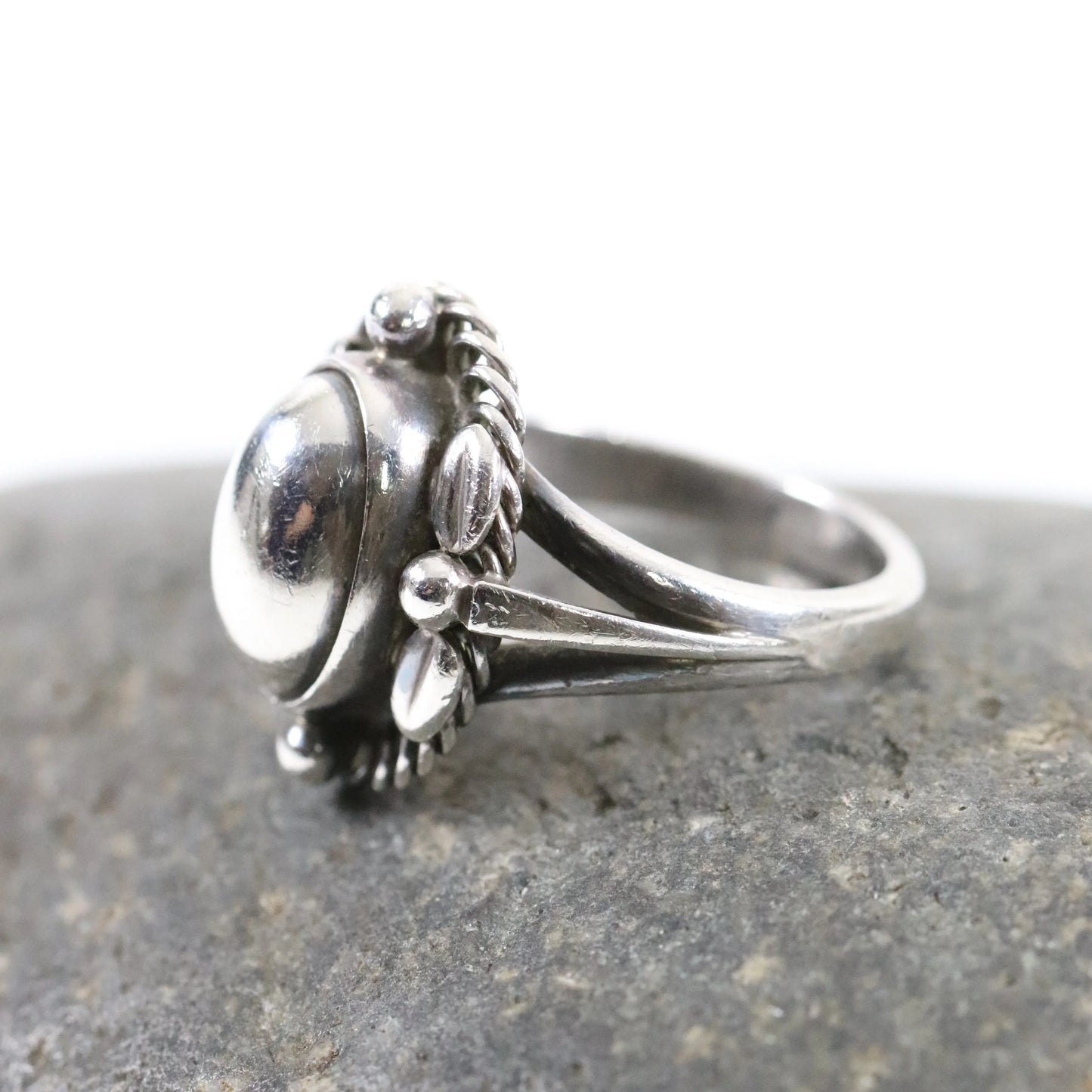 SOLD OUT: Vintage Georg Jensen Jewelry | Art Nouveau Silver Cabochon Ring 1A Denmark (US 6 3/4) - Carmel Fine Silver Jewelry