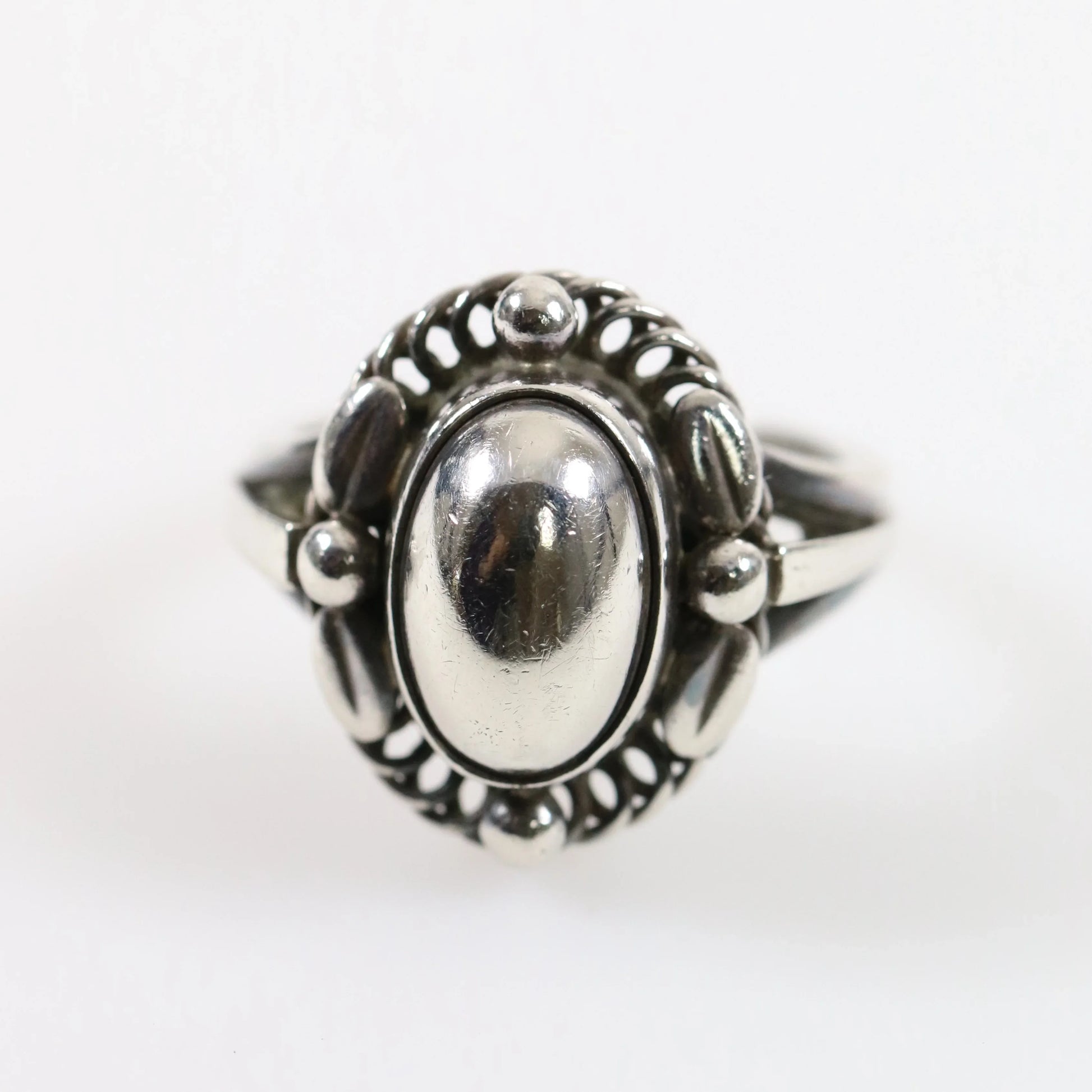 SOLD OUT: Vintage Georg Jensen Jewelry | Art Nouveau Silver Cabochon Ring 1A Denmark (US 6 3/4) - Carmel Fine Silver Jewelry