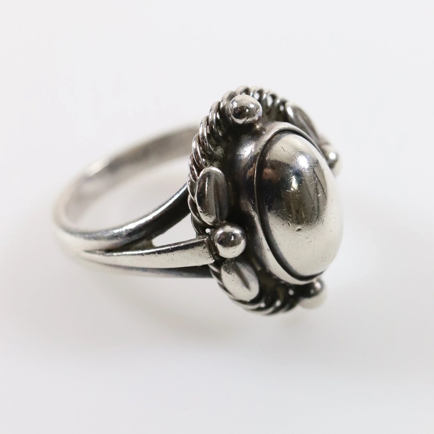 SOLD OUT: Vintage Georg Jensen Jewelry | Art Nouveau Silver Cabochon Ring 1A Denmark (US 6 3/4) - Carmel Fine Silver Jewelry