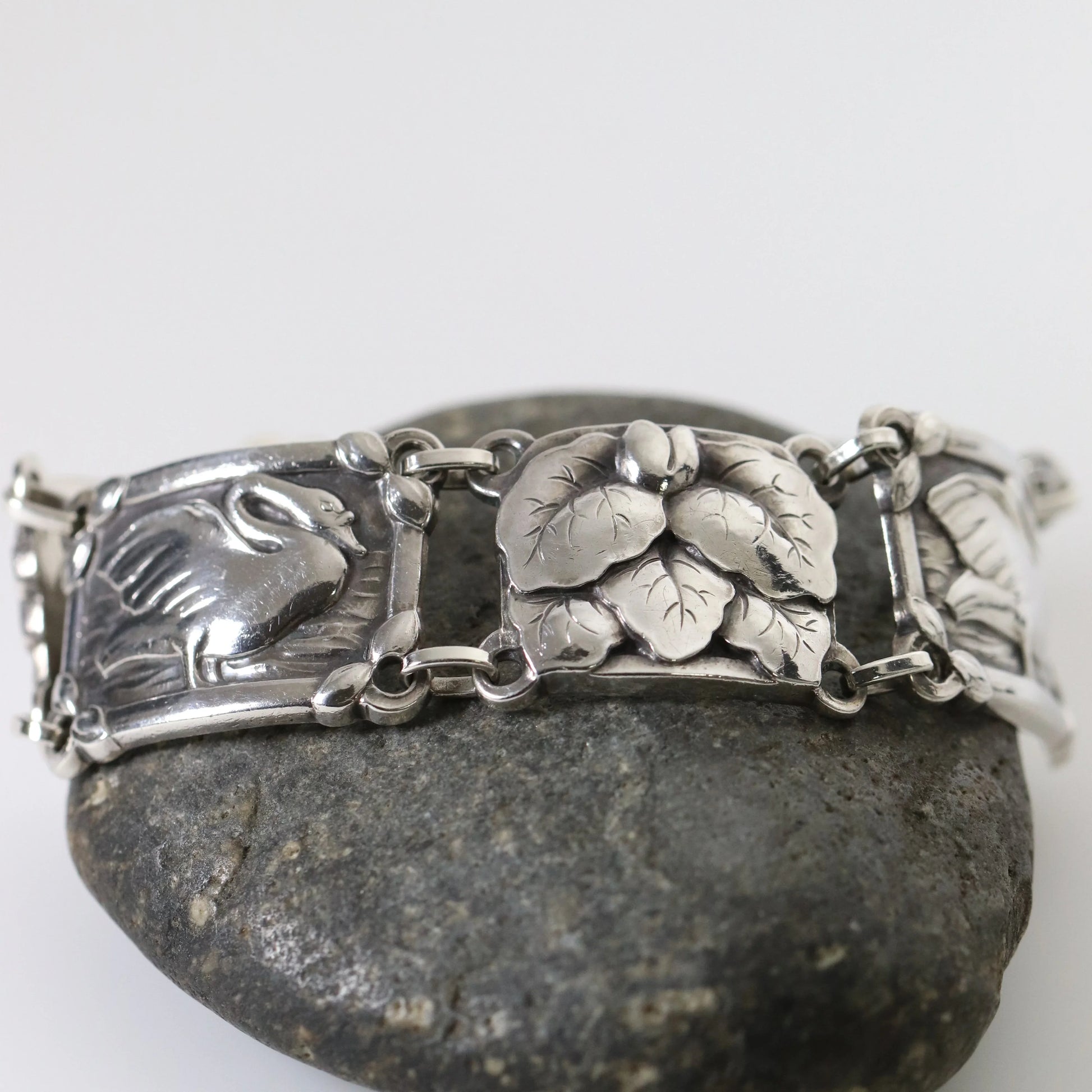 SOLD OUT: Vintage Georg Jensen Jewelry | Art Nouveau Swan Bracelet 42 - Carmel Fine Silver Jewelry