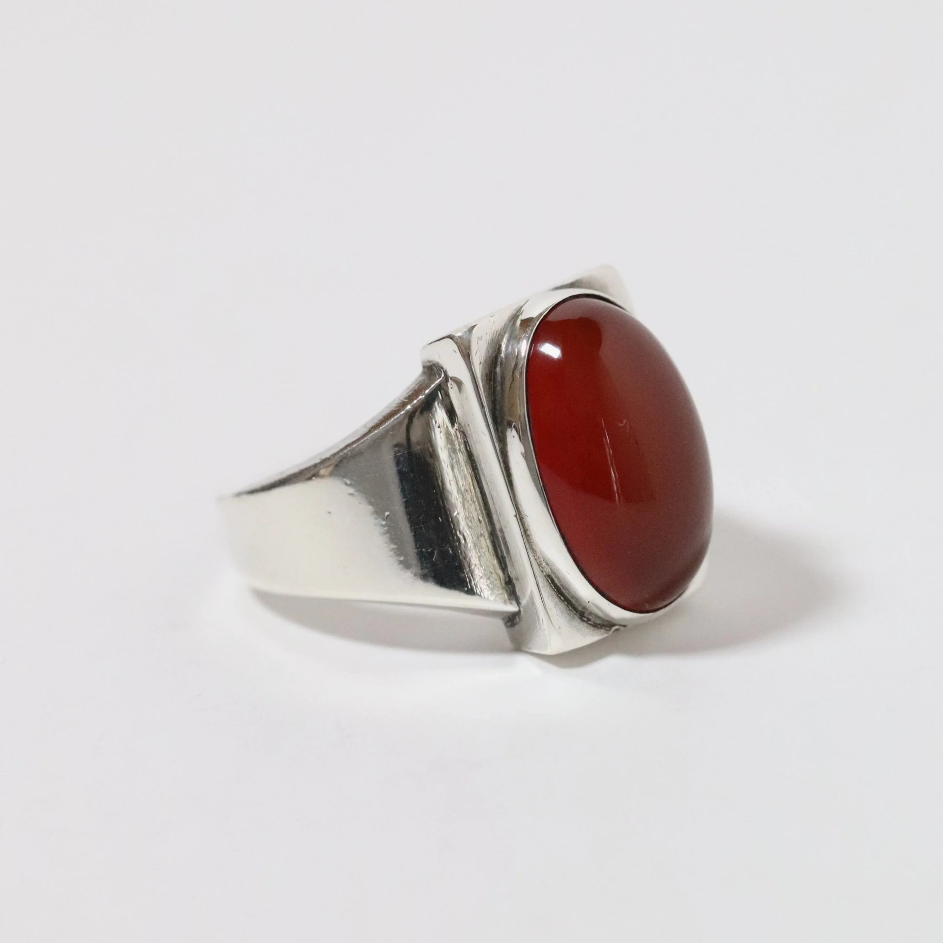 SOLD OUT: Vintage Georg Jensen Jewelry | Carnelian Cabochon Modernist Ring 84A Denmark (US 8 1/4) - Carmel Fine Silver Jewelry