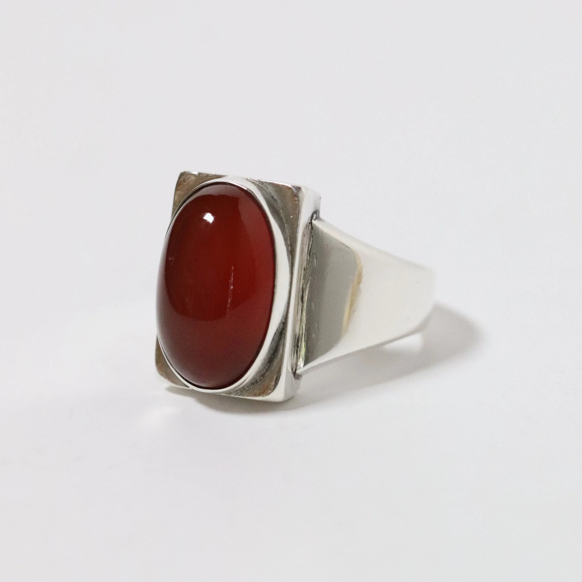SOLD OUT: Vintage Georg Jensen Jewelry | Carnelian Cabochon Modernist Ring 84A Denmark (US 8 1/4) - Carmel Fine Silver Jewelry