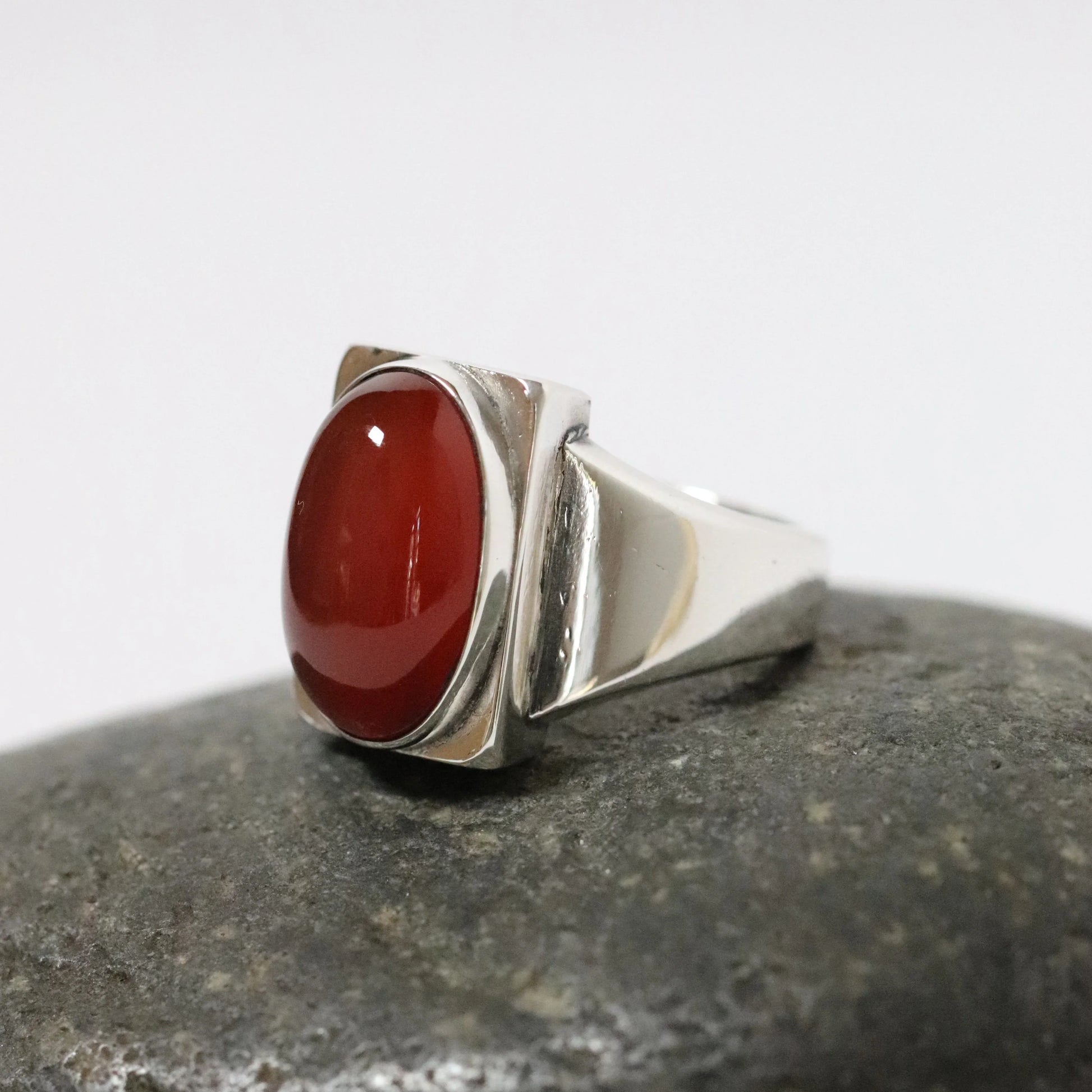 SOLD OUT: Vintage Georg Jensen Jewelry | Carnelian Cabochon Modernist Ring 84A Denmark (US 8 1/4) - Carmel Fine Silver Jewelry