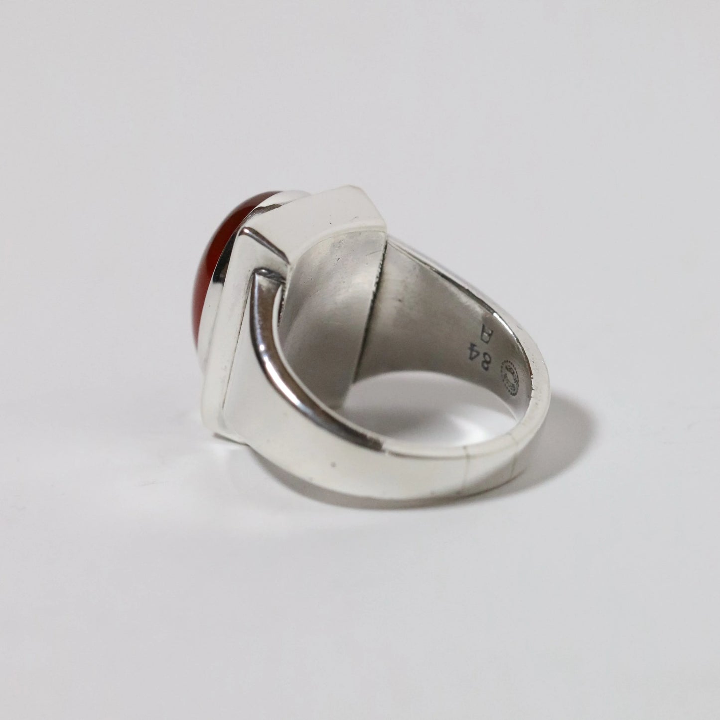 SOLD OUT: Vintage Georg Jensen Jewelry | Carnelian Cabochon Modernist Ring 84A Denmark (US 8 1/4) - Carmel Fine Silver Jewelry