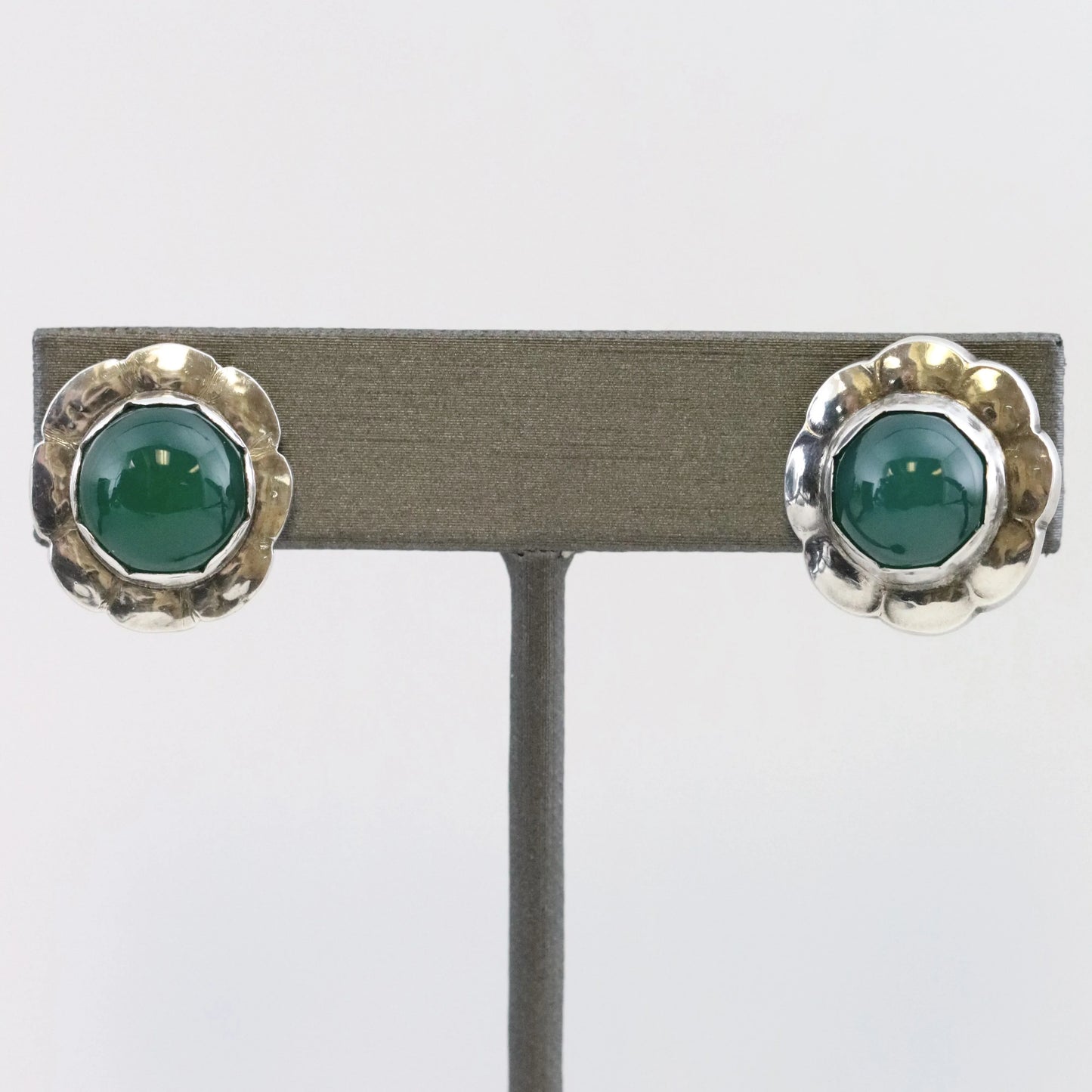 SOLD OUT: Vintage Georg Jensen Jewelry | Chrysoprase Floral Earrings 72 - Carmel Fine Silver Jewelry