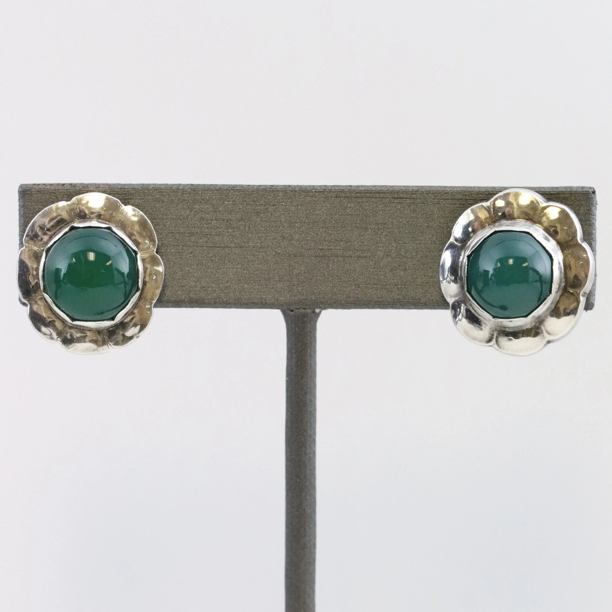 SOLD OUT: Vintage Georg Jensen Jewelry | Chrysoprase Floral Earrings 72 - Carmel Fine Silver Jewelry