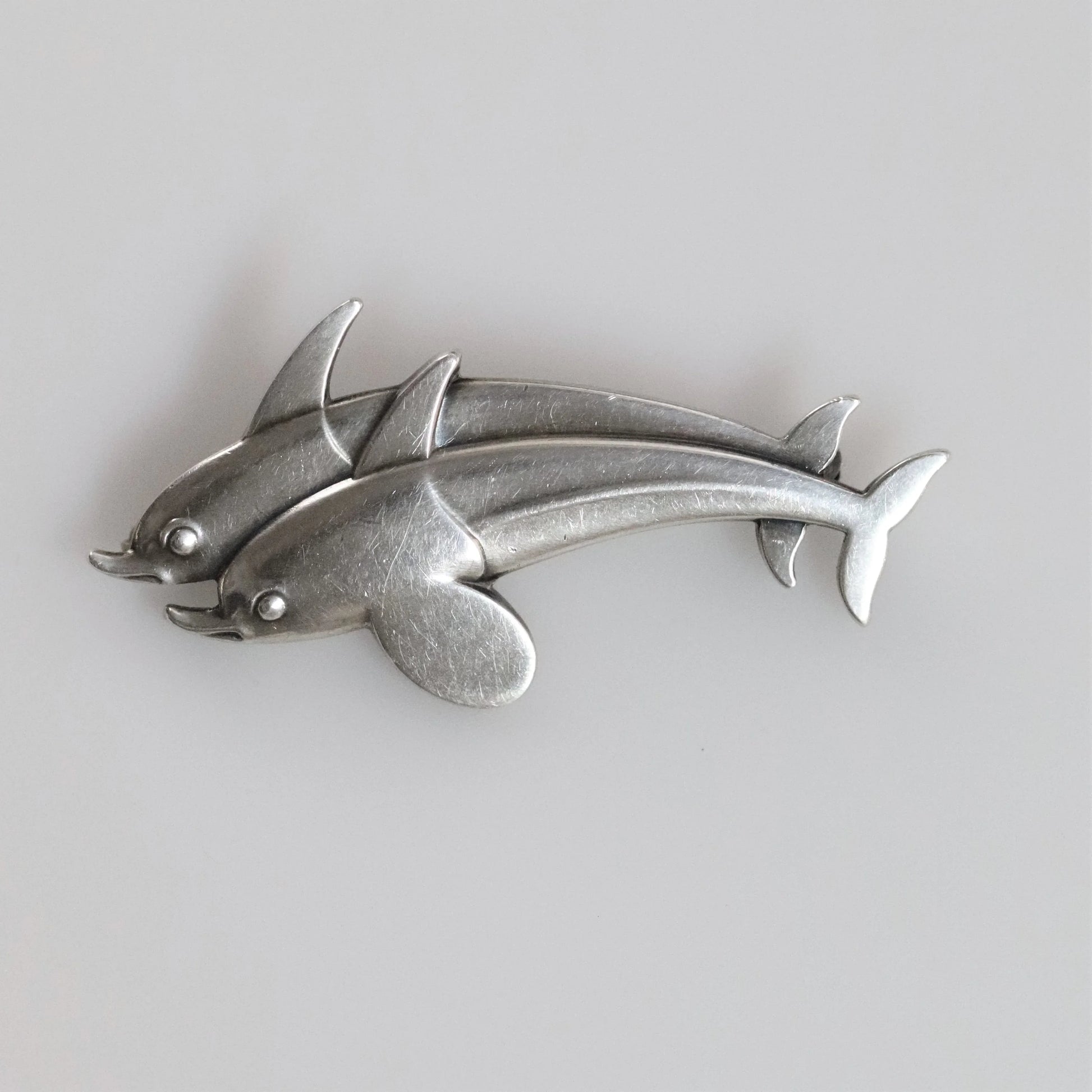 SOLD OUT: Vintage Georg Jensen Jewelry | Dual Dolphin Brooch 317 - Carmel Fine Silver Jewelry
