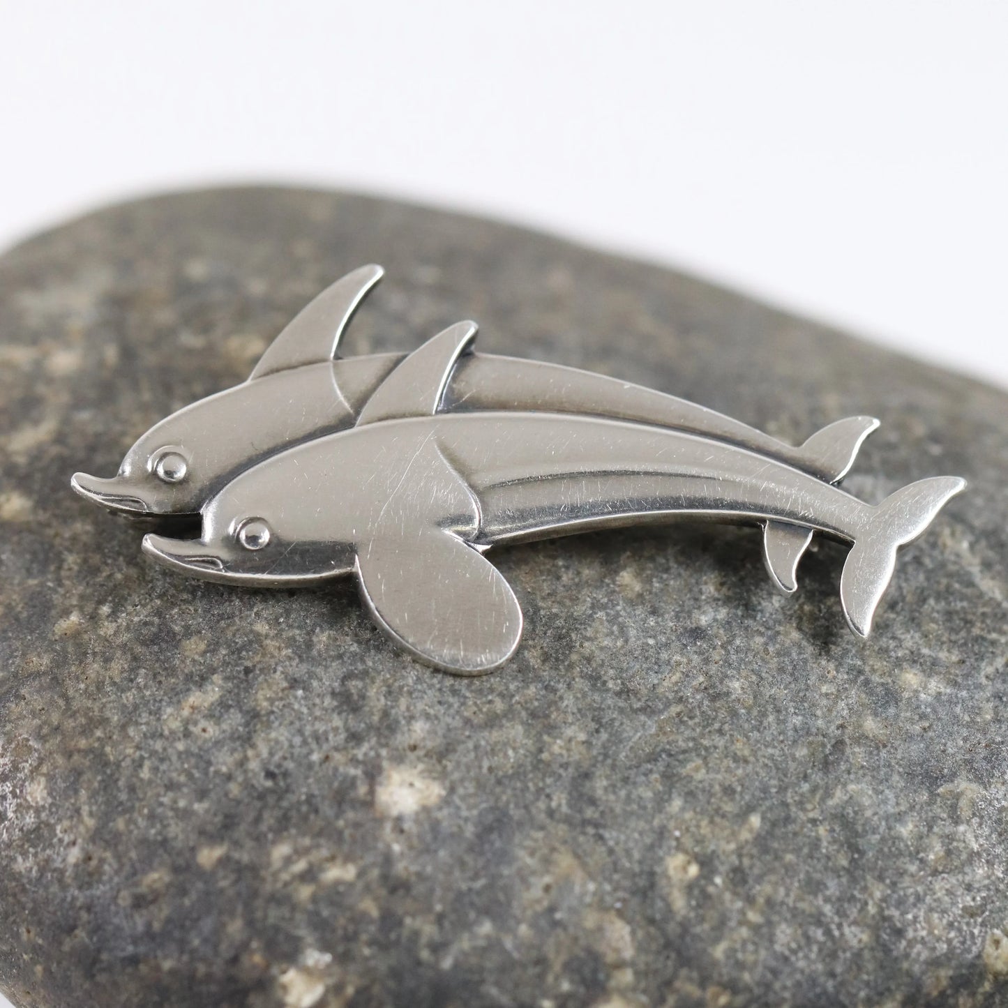 SOLD OUT: Vintage Georg Jensen Jewelry | Dual Dolphin Brooch 317 - Carmel Fine Silver Jewelry
