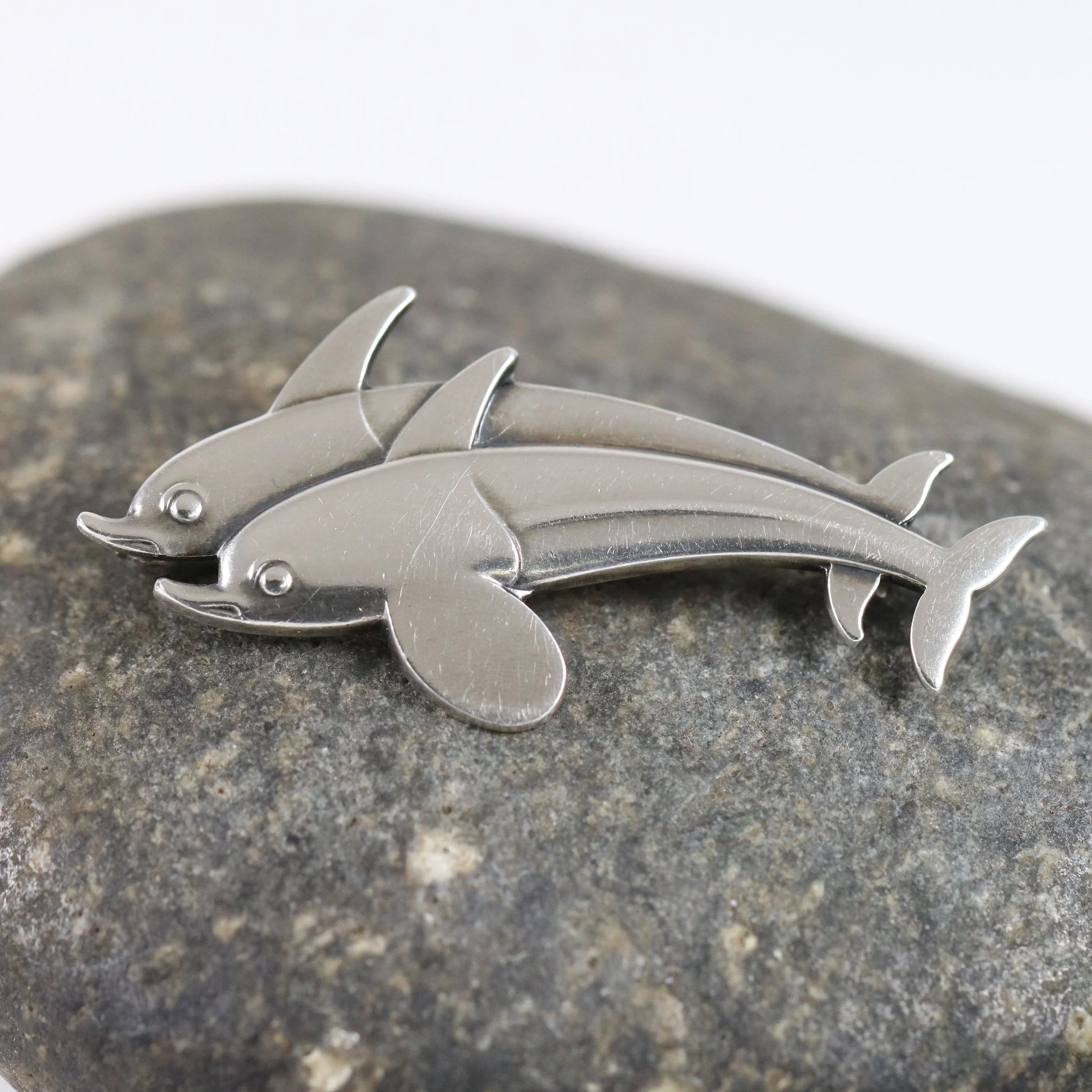 SOLD OUT: Vintage Georg Jensen Jewelry | Dual Dolphin Brooch 317 - Carmel Fine Silver Jewelry