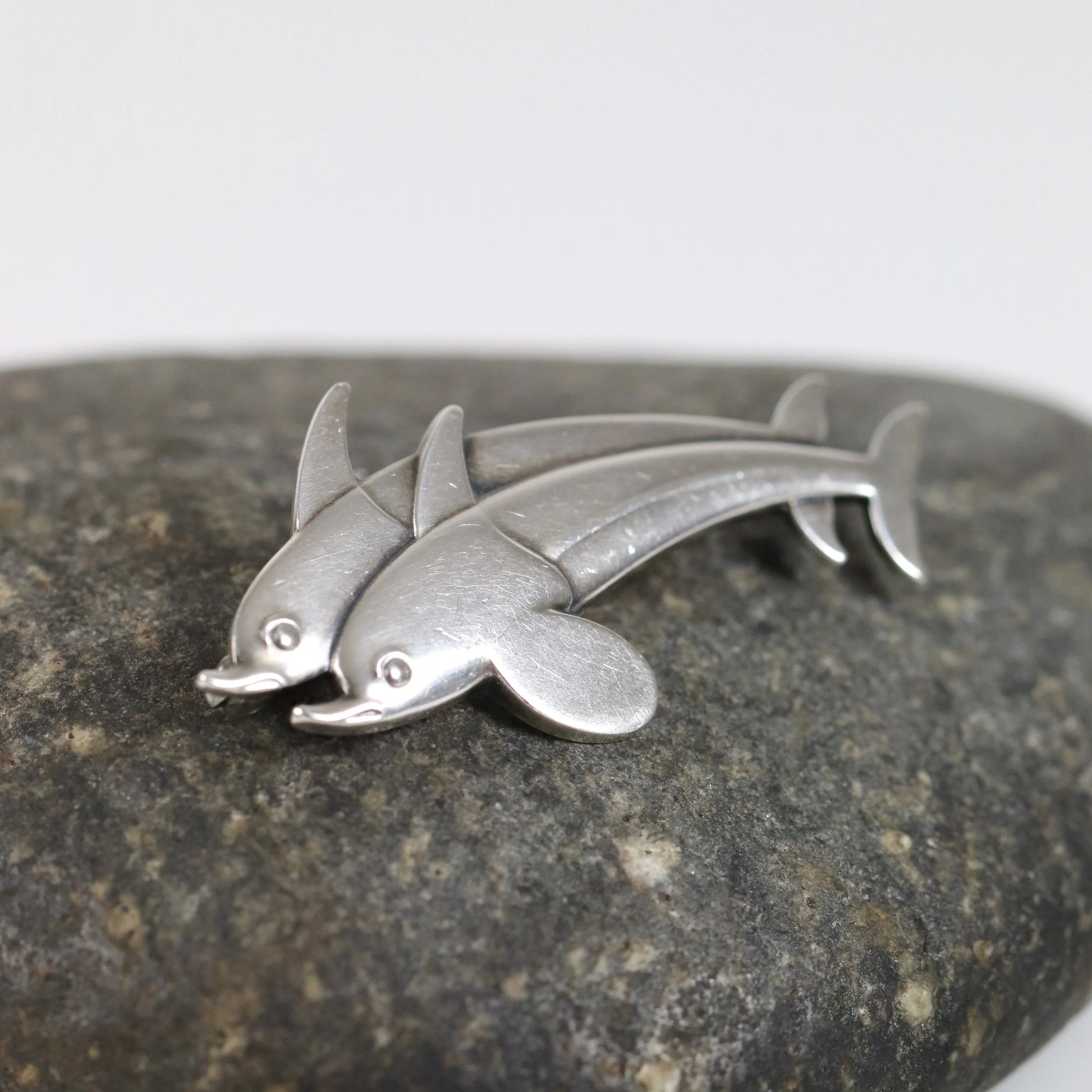 SOLD OUT: Vintage Georg Jensen Jewelry | Dual Dolphin Brooch 317 - Carmel Fine Silver Jewelry