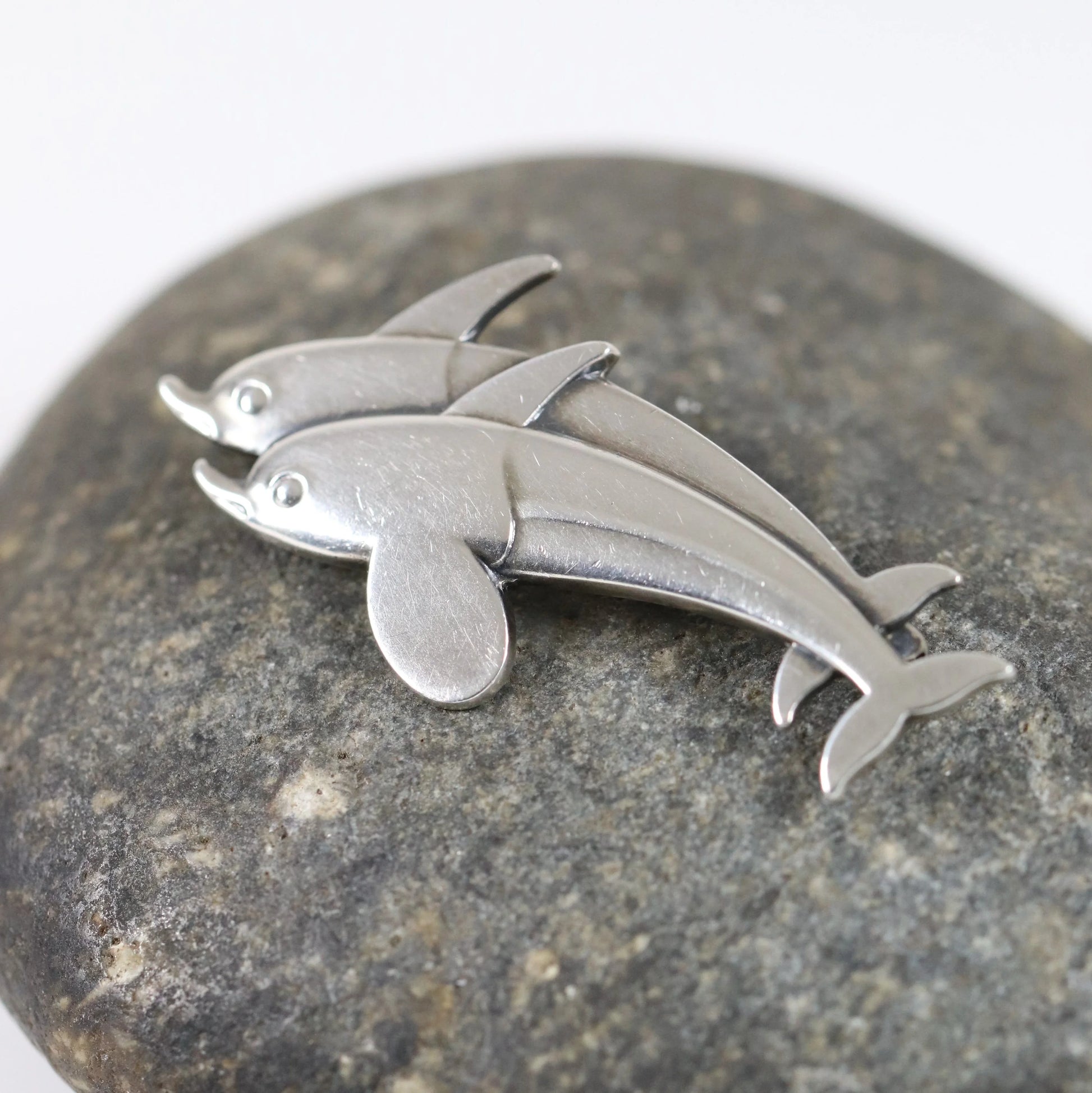SOLD OUT: Vintage Georg Jensen Jewelry | Dual Dolphin Brooch 317 - Carmel Fine Silver Jewelry