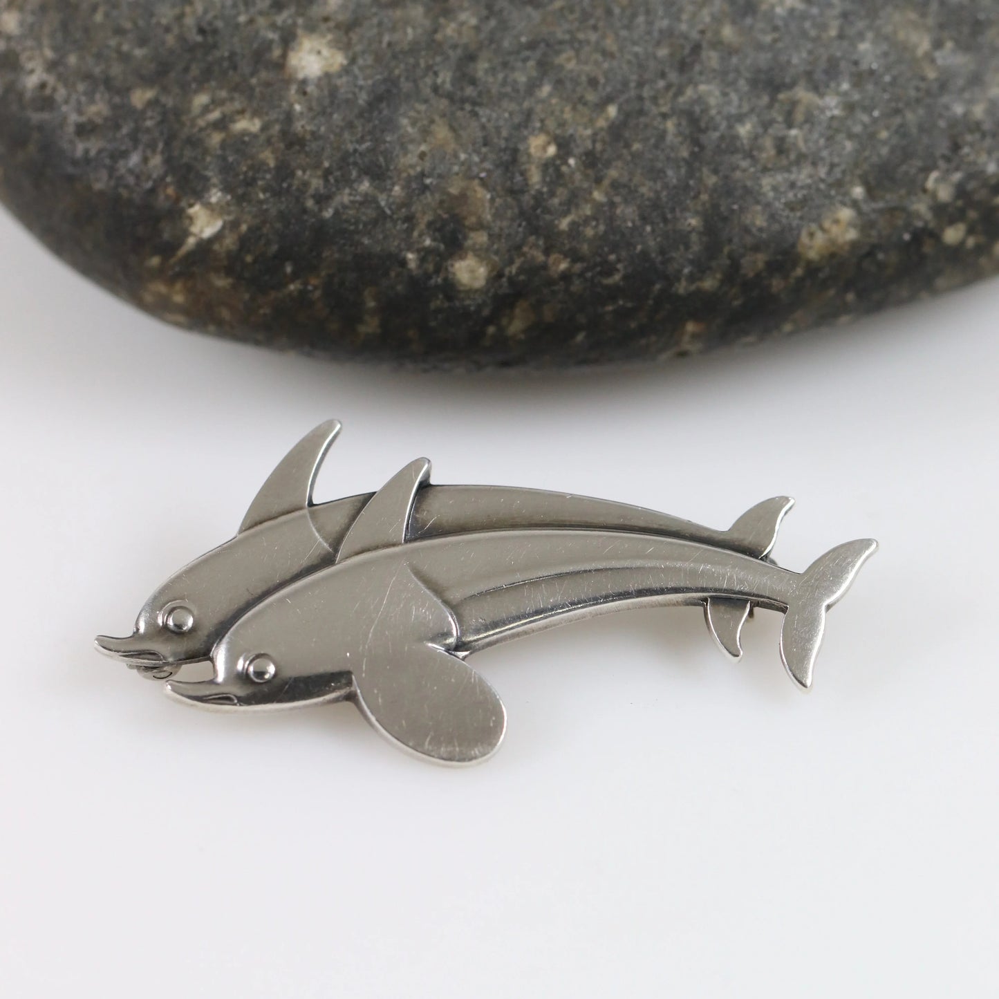 SOLD OUT: Vintage Georg Jensen Jewelry | Dual Dolphin Brooch 317 - Carmel Fine Silver Jewelry