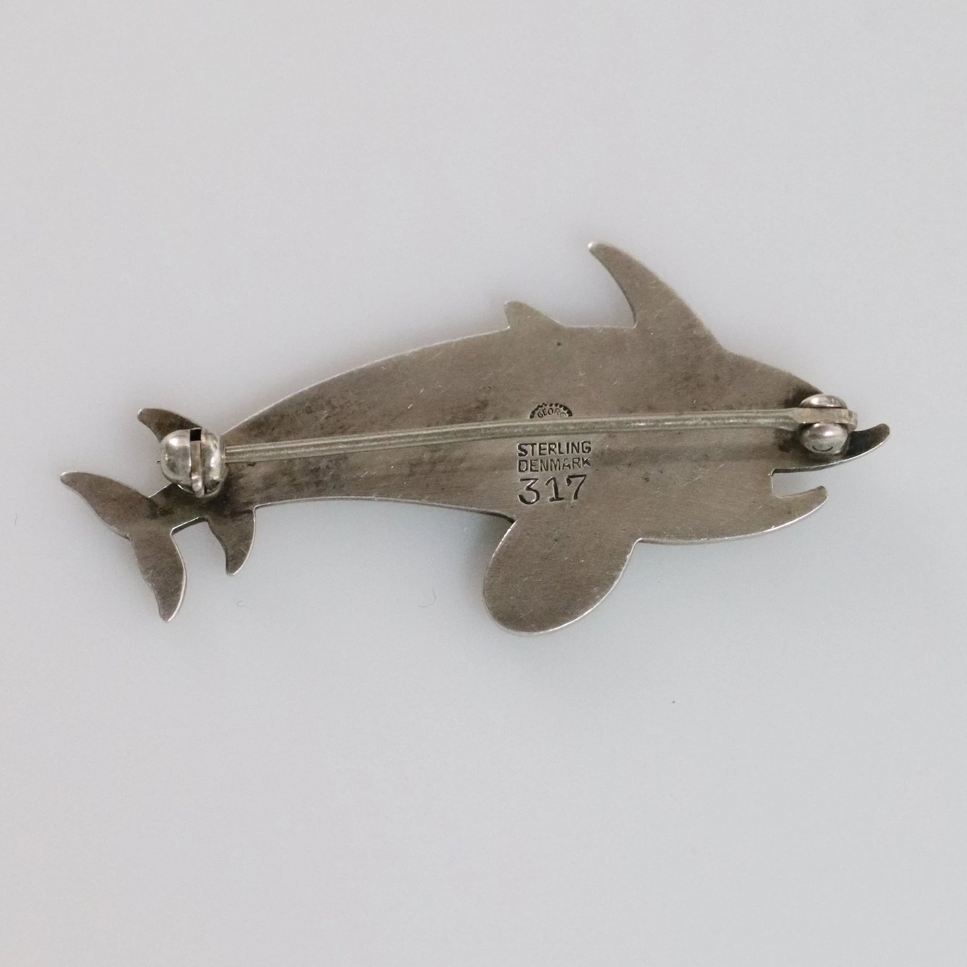 SOLD OUT: Vintage Georg Jensen Jewelry | Dual Dolphin Brooch 317 - Carmel Fine Silver Jewelry
