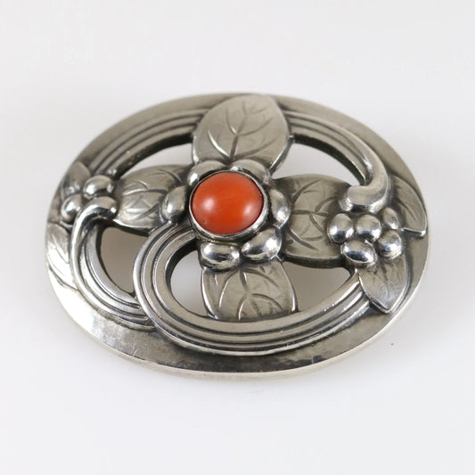 SOLD OUT: Vintage Georg Jensen Jewelry | Flower Brooch 138 Coral Denmark - Carmel Fine Silver Jewelry