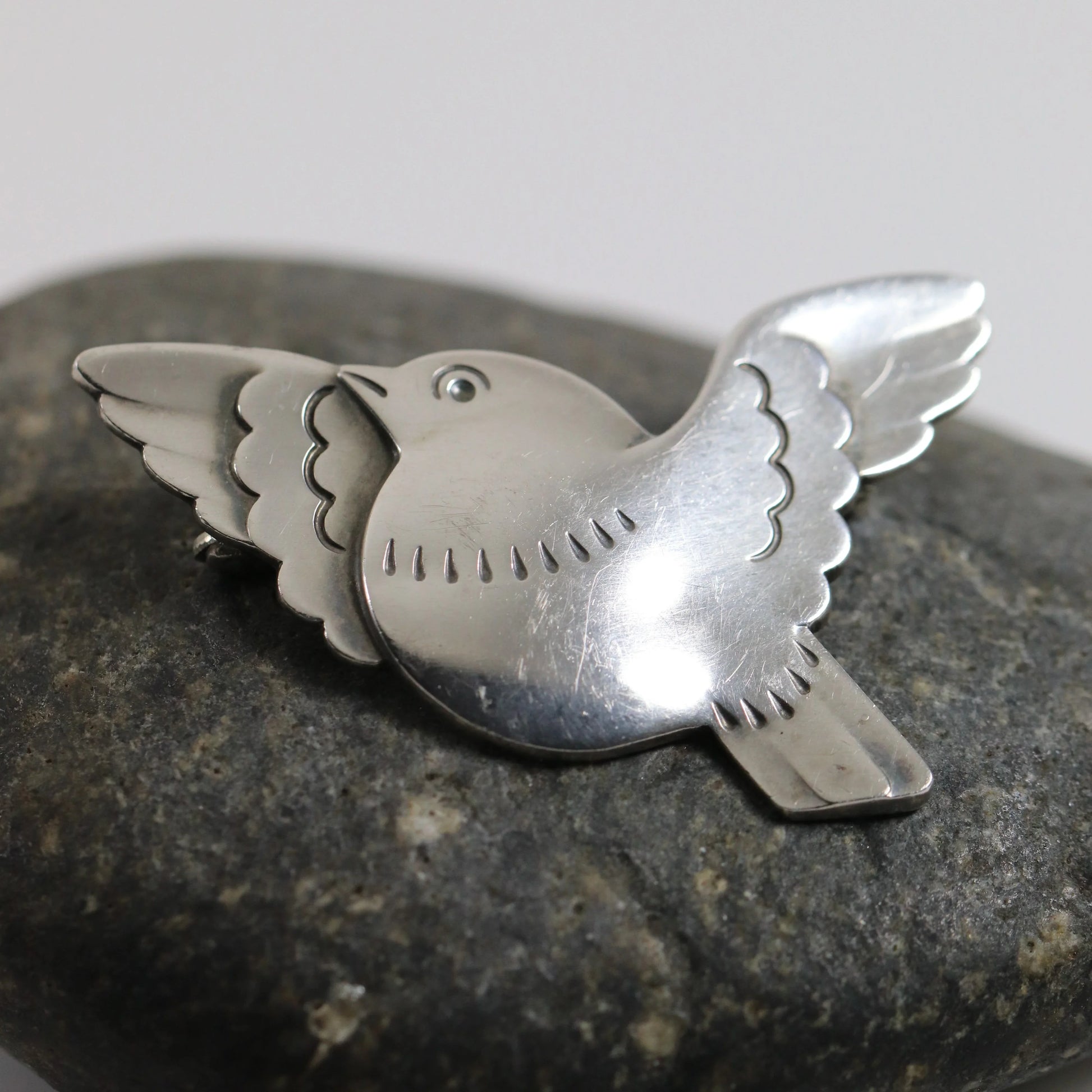 SOLD OUT: Vintage Georg Jensen Jewelry | Flying Chubby Bird Brooch 320 - Carmel Fine Silver Jewelry