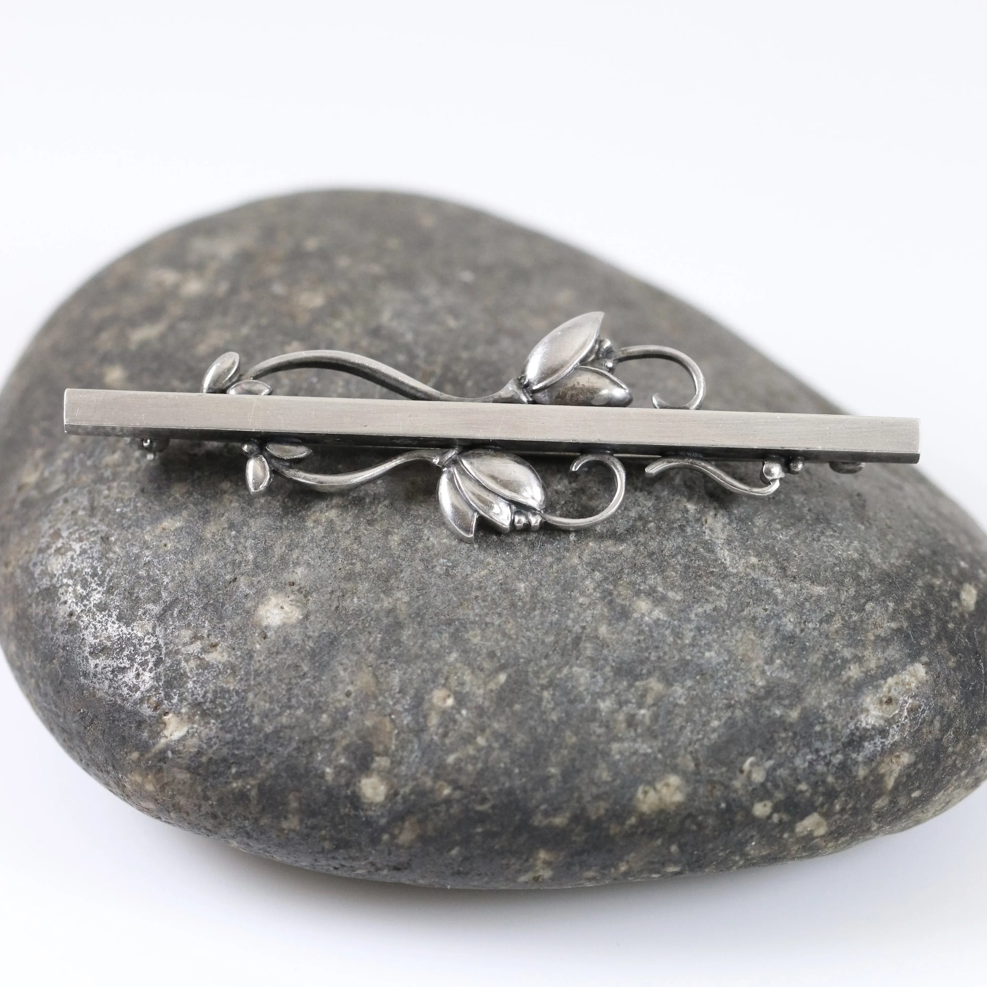 SOLD OUT: Vintage Georg Jensen Jewelry | Georg Jensen Floral Bar Brooch 278 Denmark - Carmel Fine Silver Jewelry