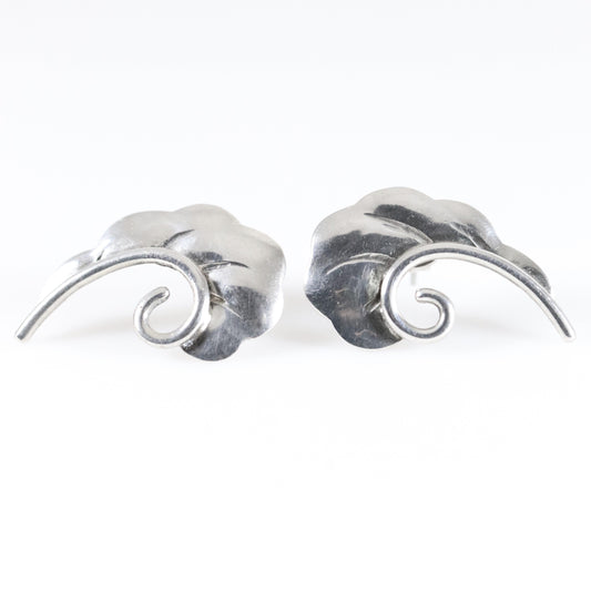 SOLD OUT: Vintage Georg Jensen Jewelry | Georg Jensen USA Leaf Earrings Posts - Carmel FSJ