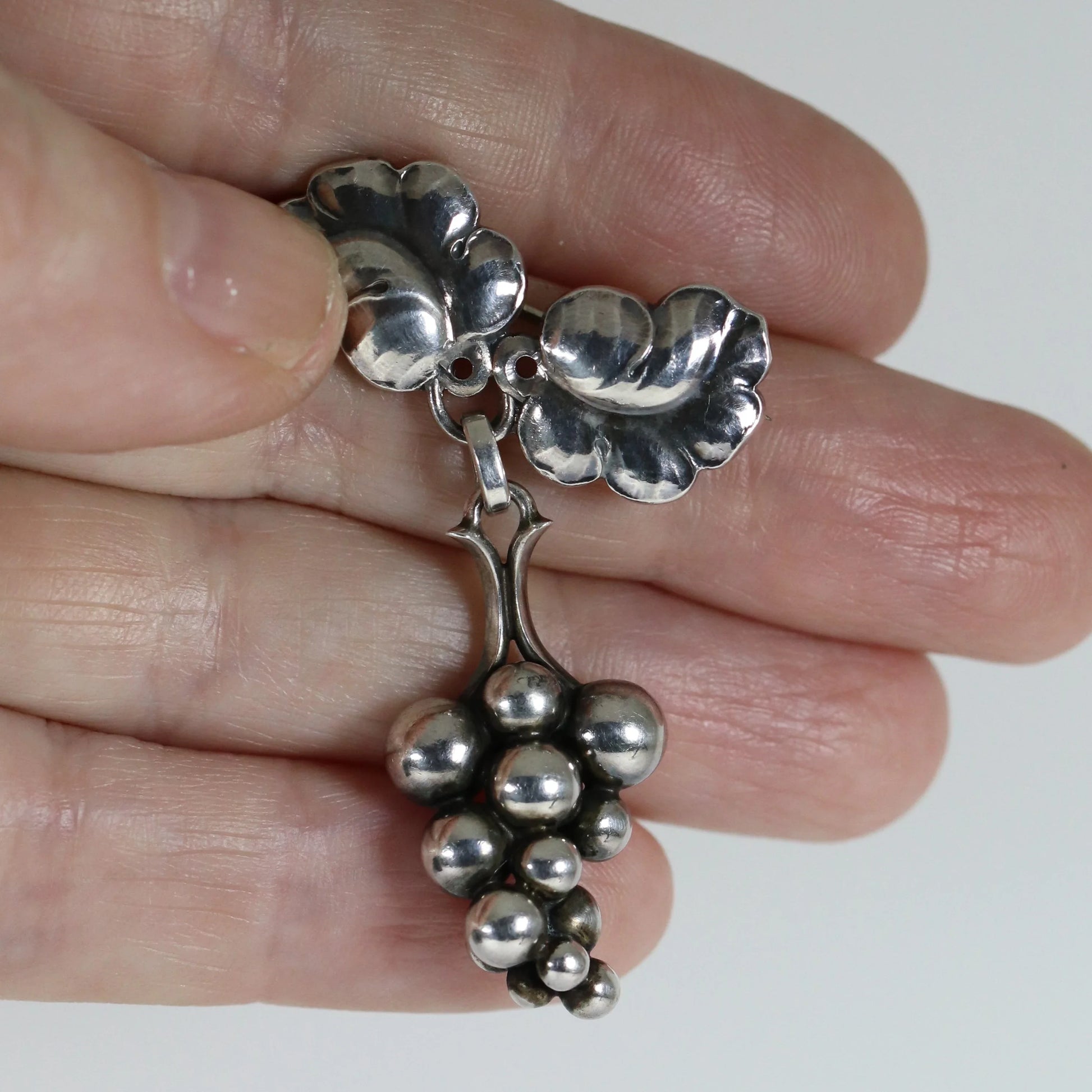 SOLD OUT: Vintage Georg Jensen Jewelry | Grape Bunch Brooch 217A Denmark - Carmel Fine Silver Jewelry