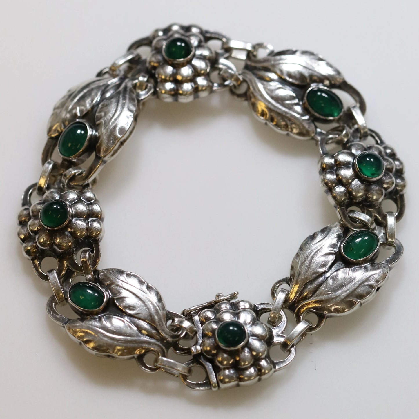 SOLD OUT: Vintage Georg Jensen Jewelry | Green Agate Bracelet 3 Denmark - Carmel Fine Silver Jewelry