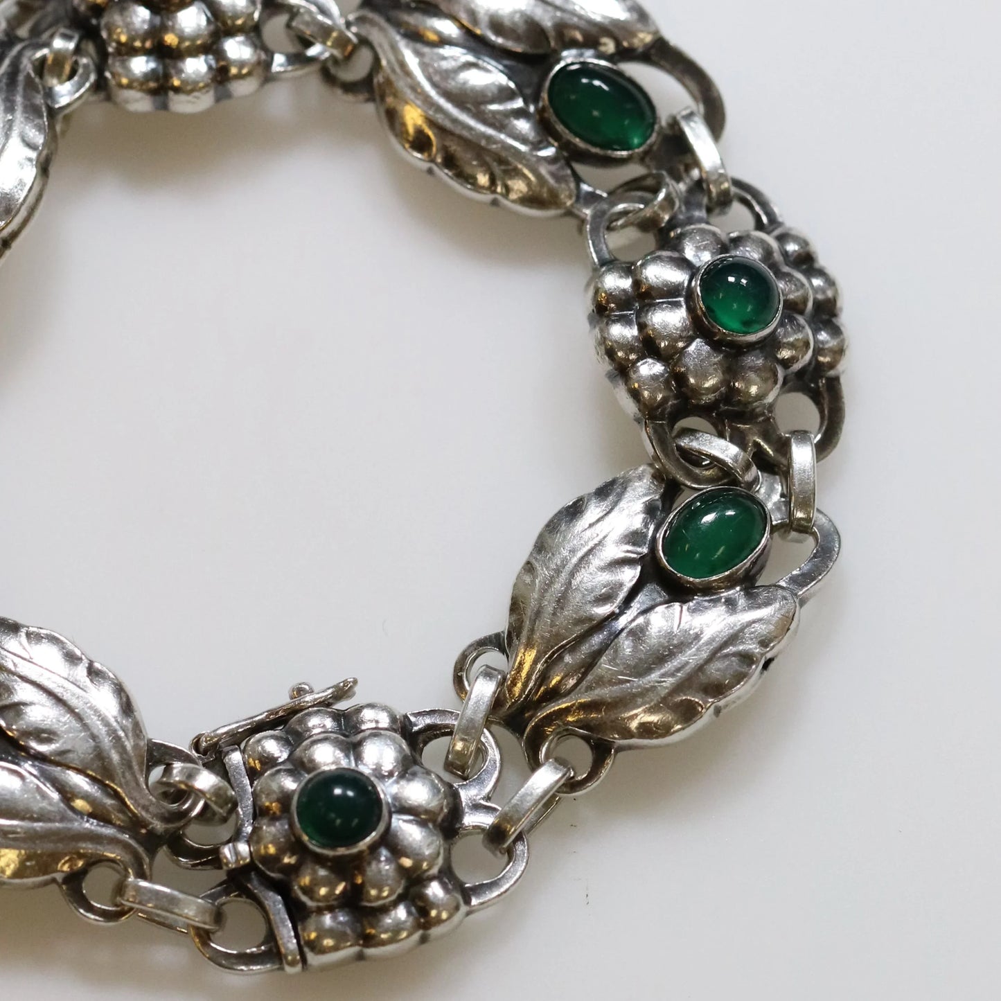 SOLD OUT: Vintage Georg Jensen Jewelry | Green Agate Bracelet 3 Denmark - Carmel Fine Silver Jewelry