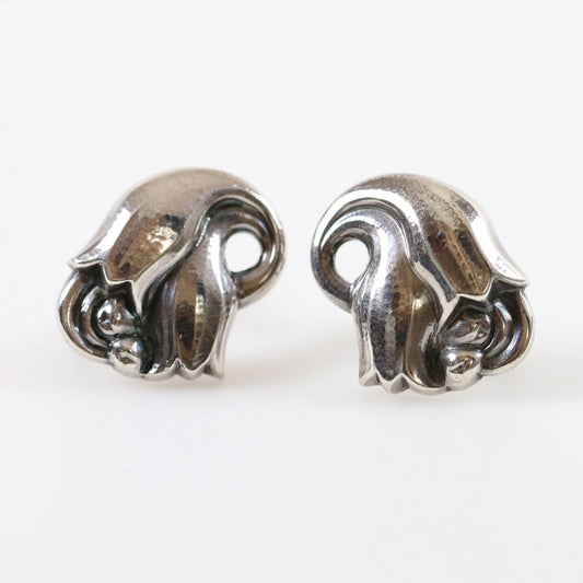 SOLD OUT: Vintage Georg Jensen Jewelry | Hammered Tulip Earrings 100 - Carmel Fine Silver Jewelry