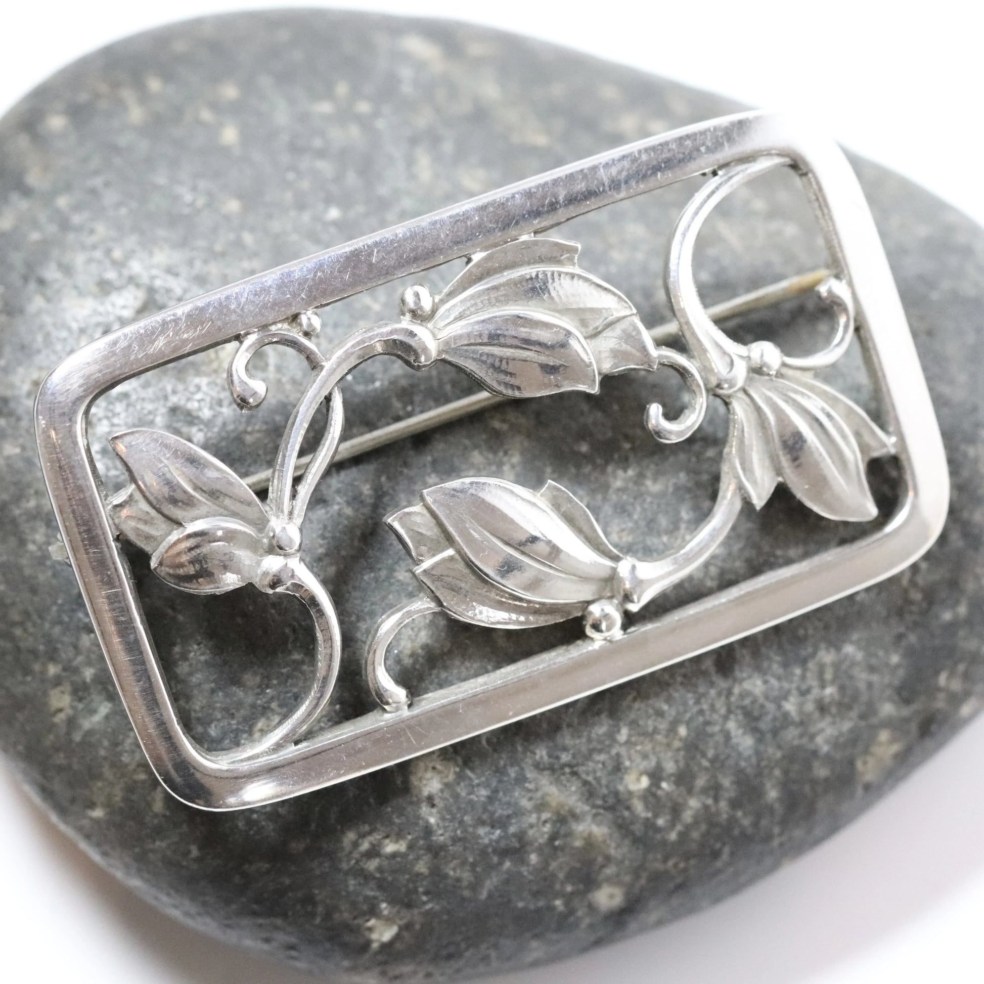 SOLD OUT: Vintage Georg Jensen Jewelry | Harald Nielsen Floral Brooch 295 Denmark - Carmel Fine Silver Jewelry