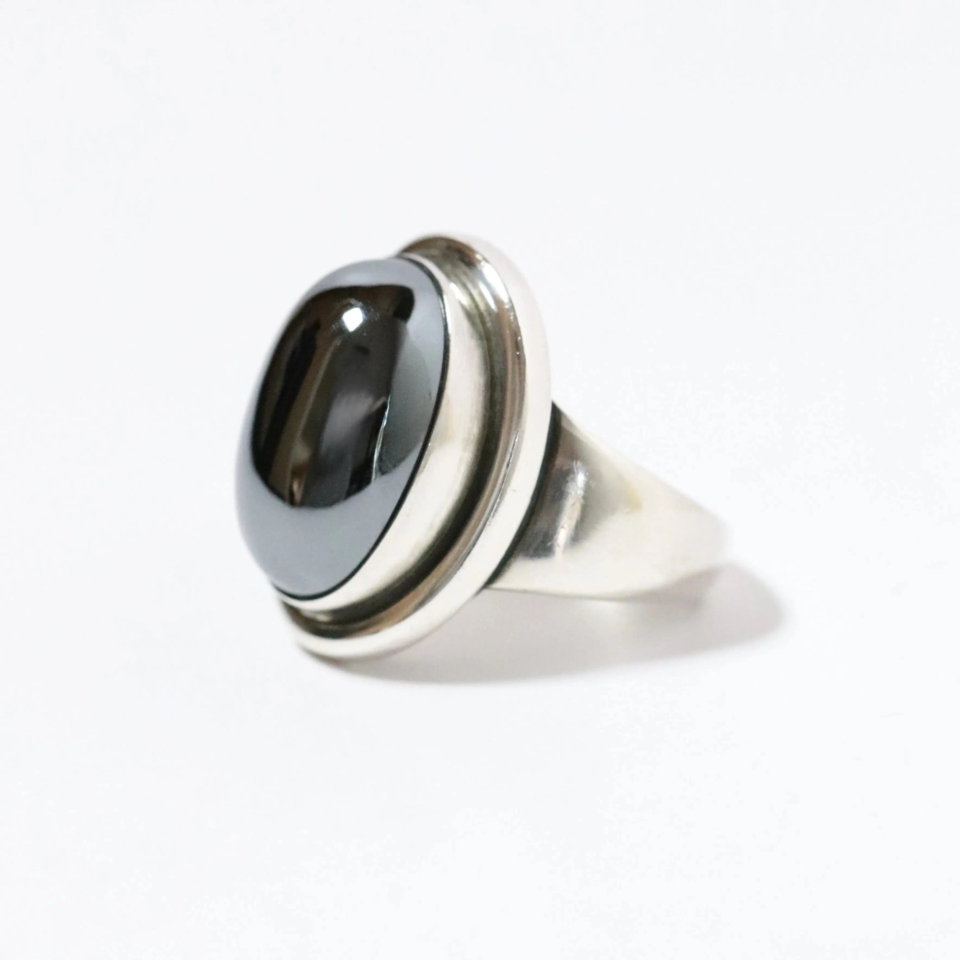 SOLD OUT: Vintage Georg Jensen Jewelry | Harald Nielsen Hematite Ring 46A Denmark (US 5 3/4) - Carmel Fine Silver Jewelry